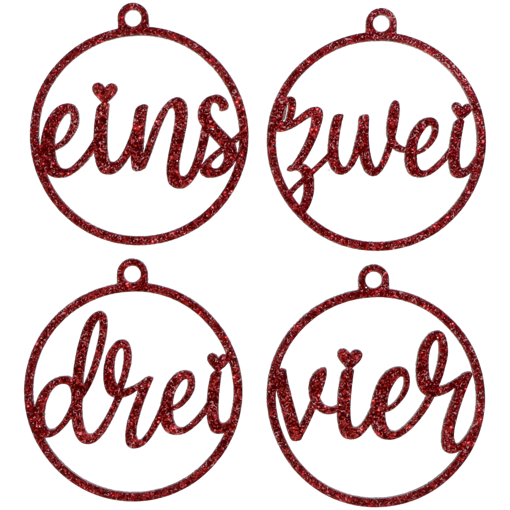 Adventskranz Anhänger Zahlen Rund 1-4 Rot Adventskranz Anhänger Zahlen Rund 1-4 Rot