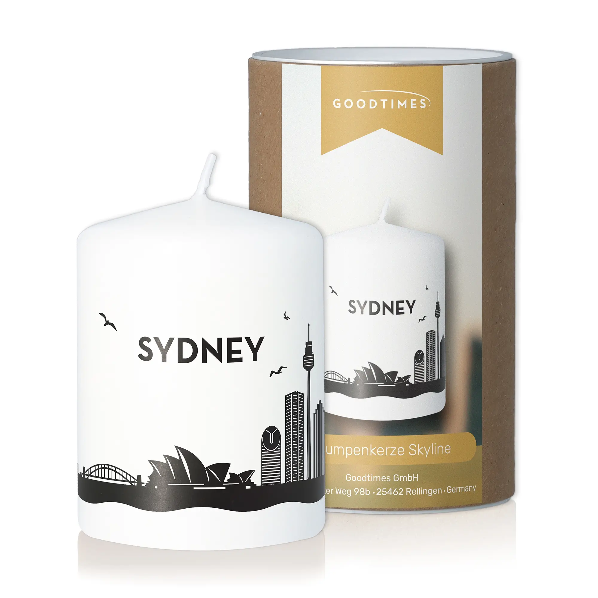 Stumpenkerze Skyline Sydney Flasche, Kerze