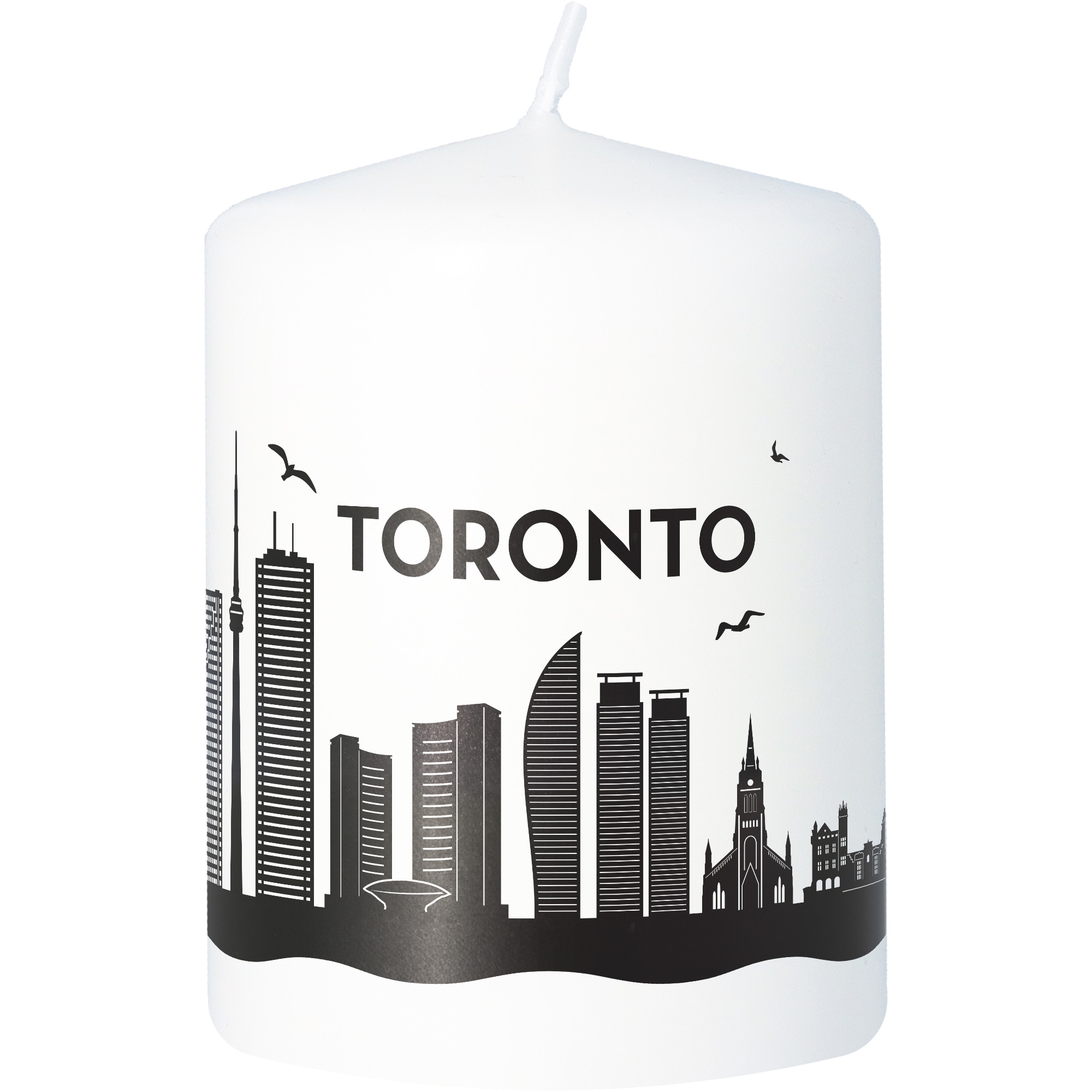 kerze, Stumpfkerze, Städte-Silhouette, Toronto, weiße Kerze