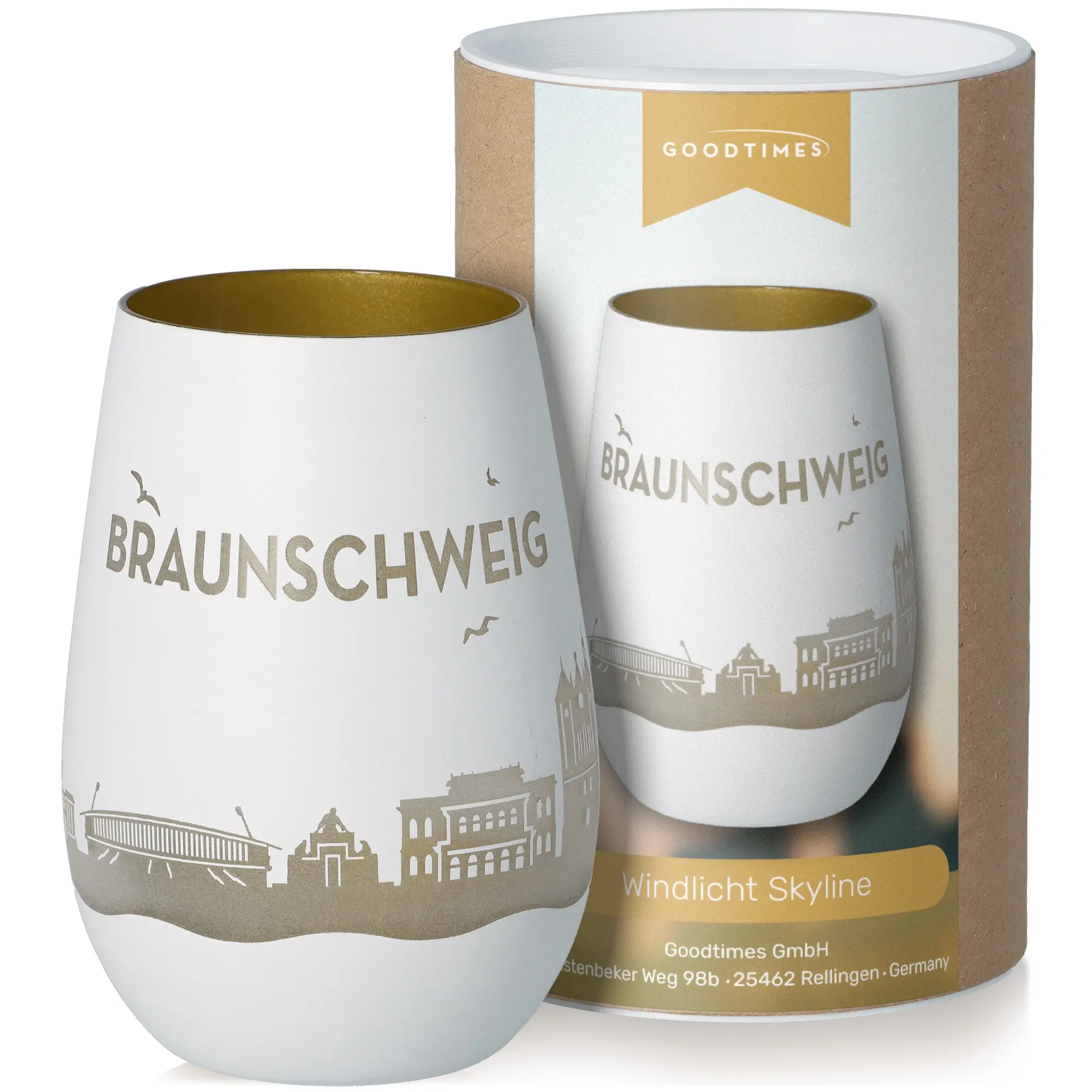 glas, stemless, braunschweig, windlichjt, gold interior