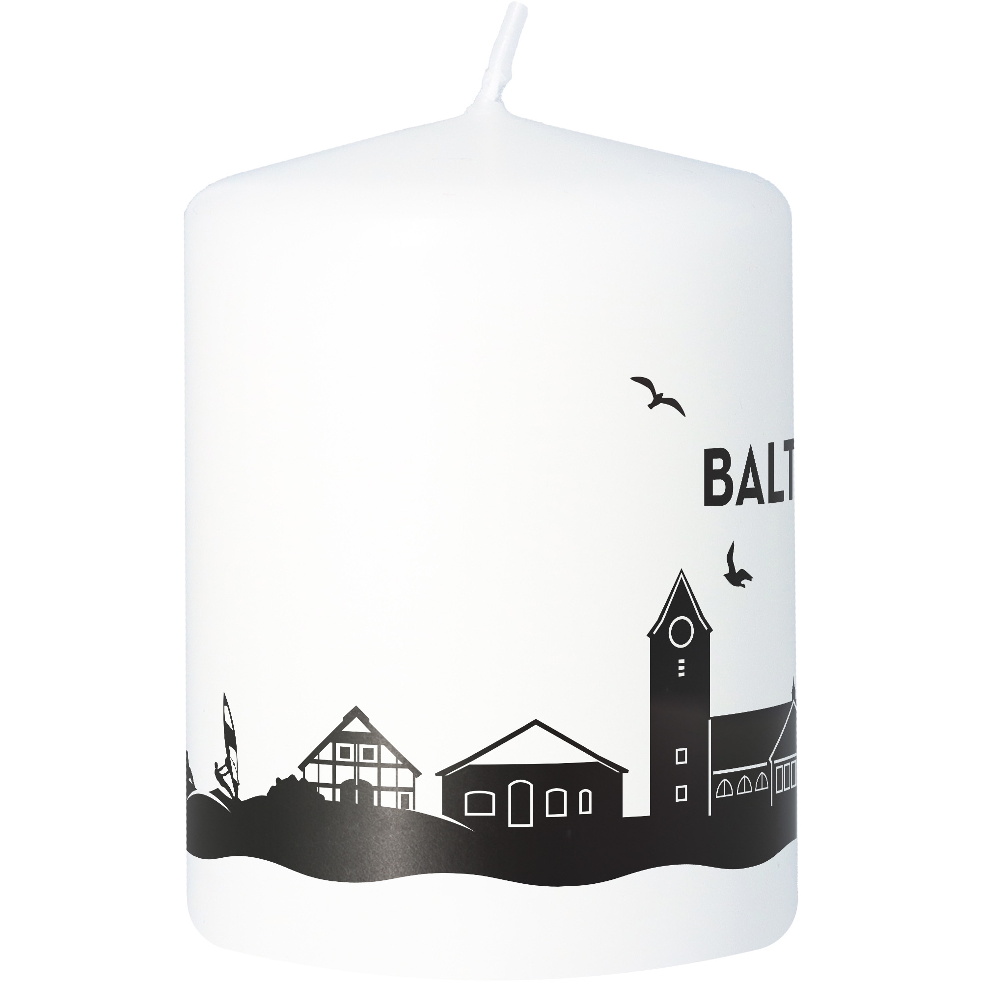 Stumpenkerze Skyline Baltrum Kerze, Tier, Vogel