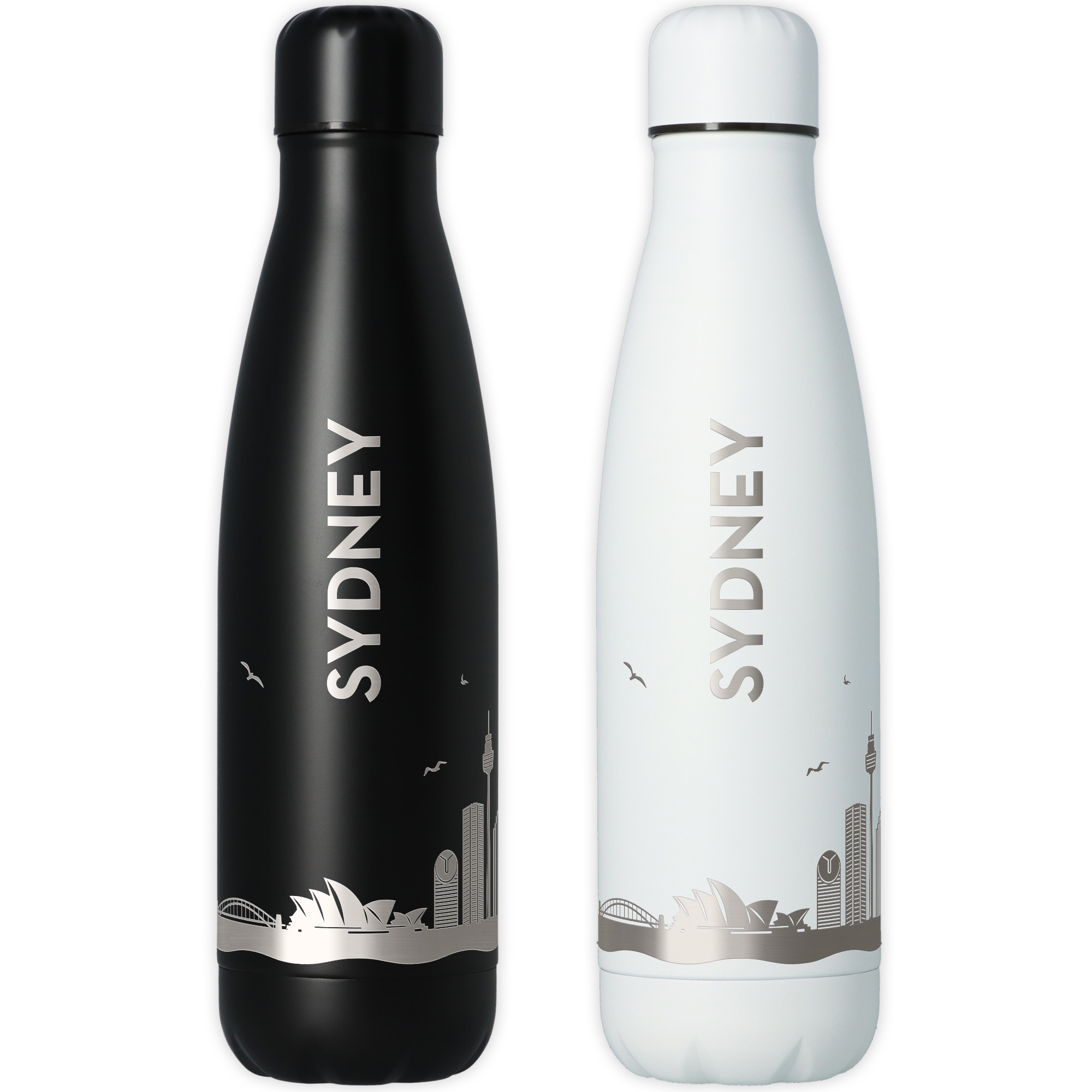 Flasche, Wasserflasche, Trinkflasche, Schwarz, Sydney Skyline