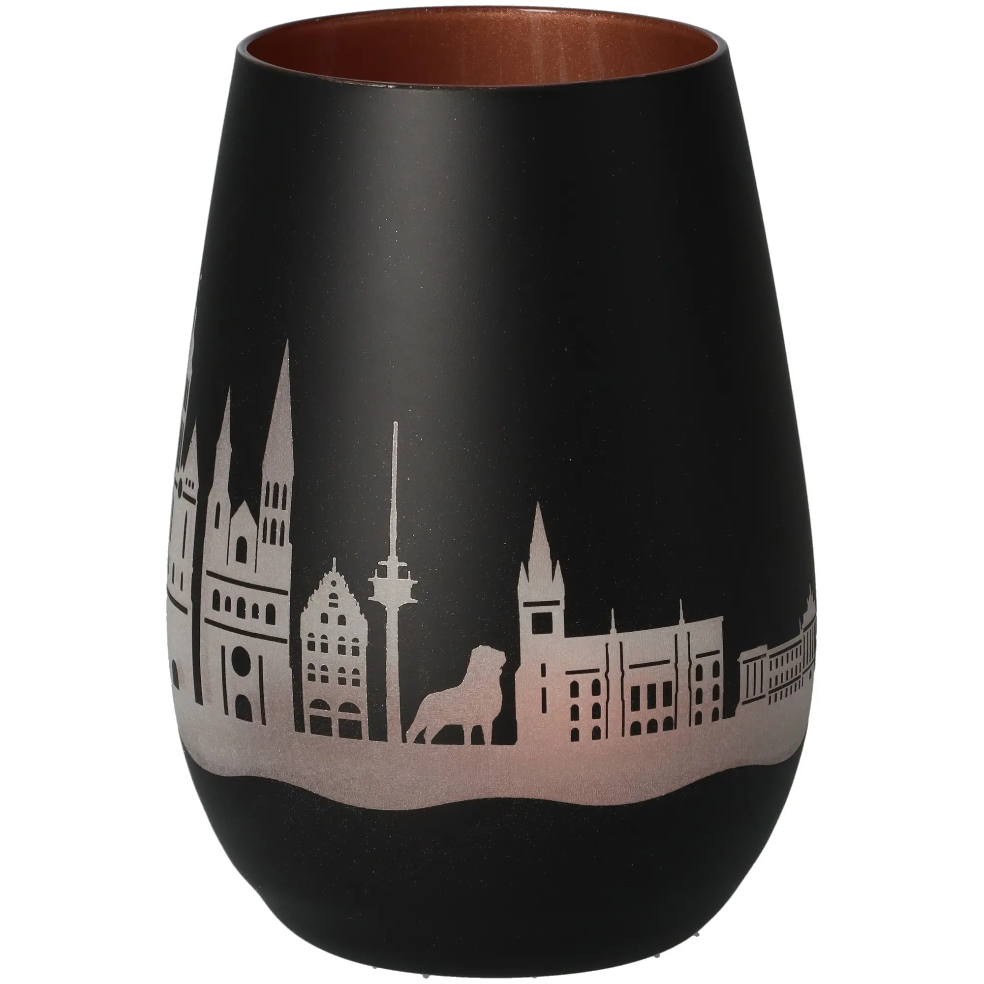 vase, schwarz, Stadt-Silhouette, mattfinish, China-Vase