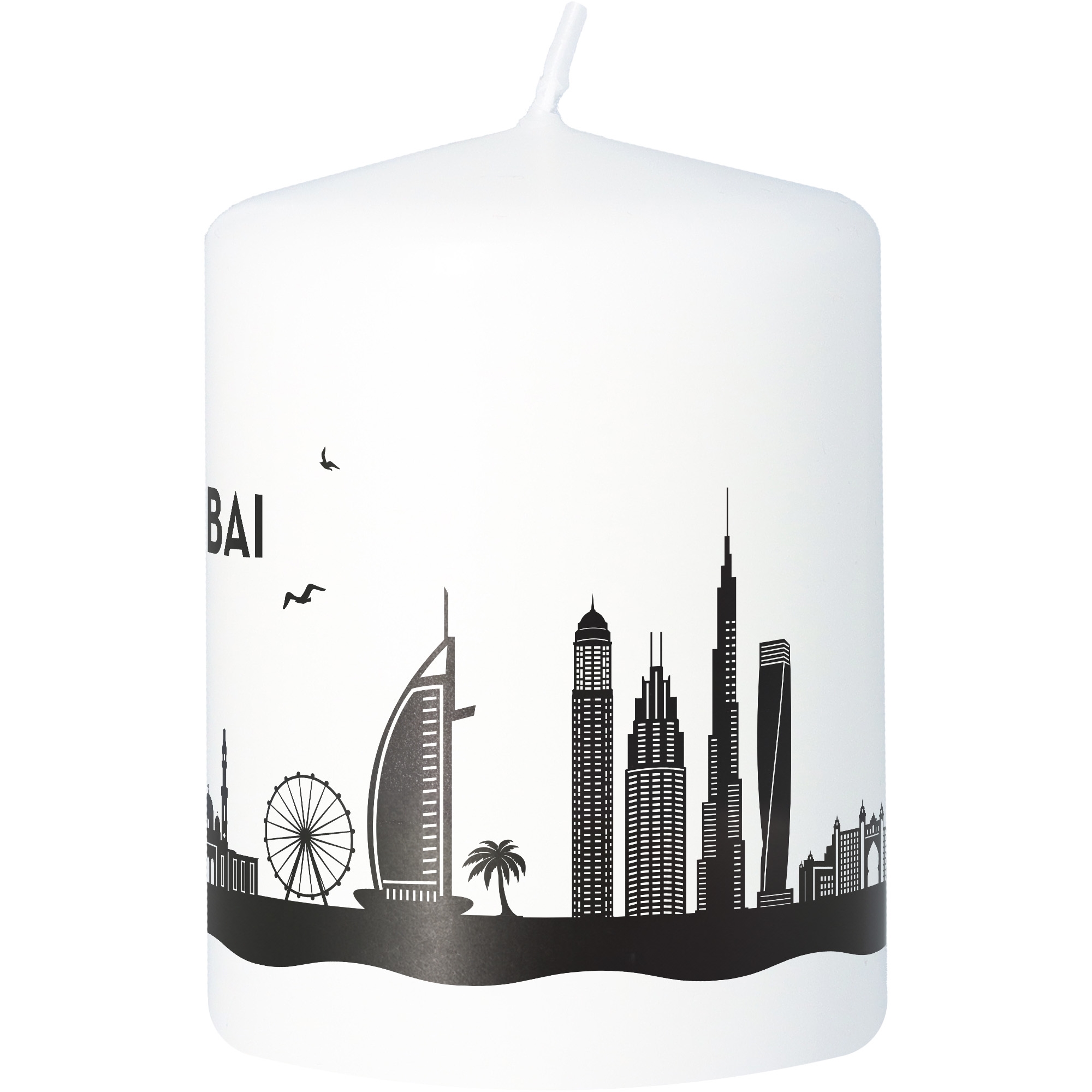 Stumpenkerze Skyline Dubai Lampe, Tier, Vogel, Gebäude, Turm