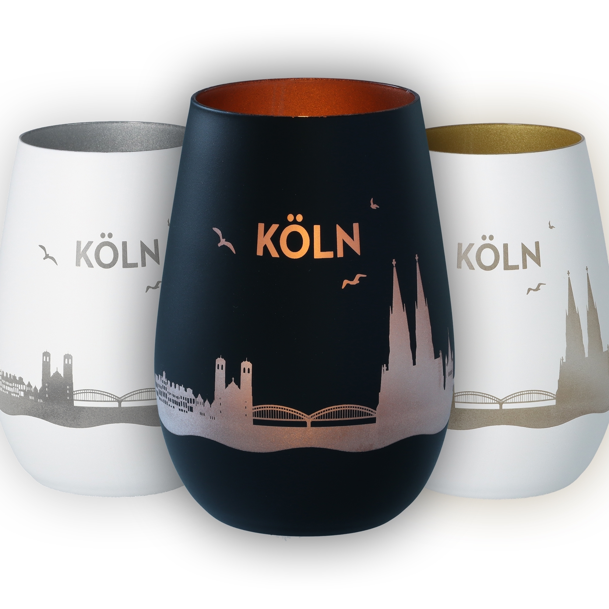 glas, trinkbecher, Köln skyline, nachtfarben, Sternglas