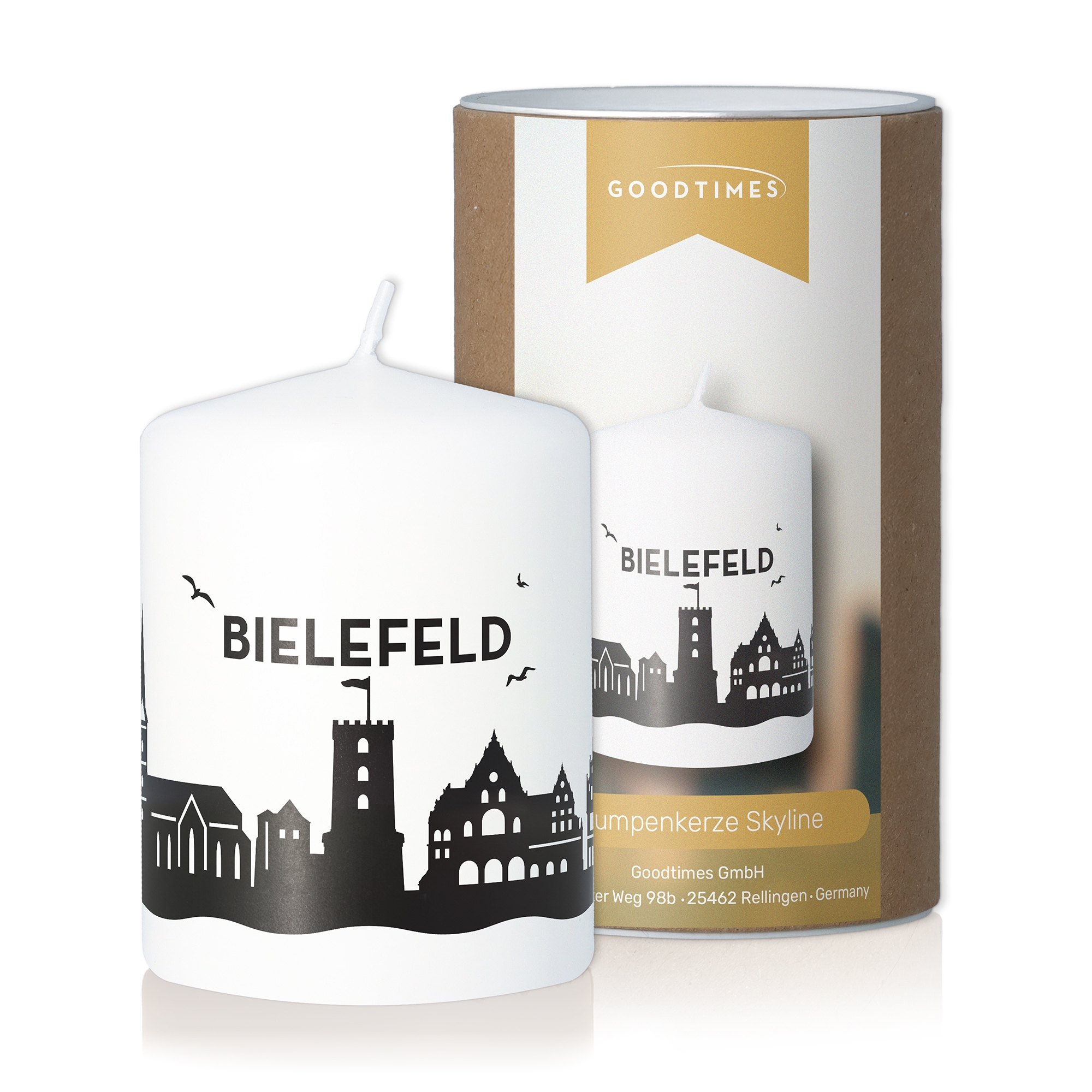Votivkerze, Stadtansicht, Bielefeld, weiß, Kerze
