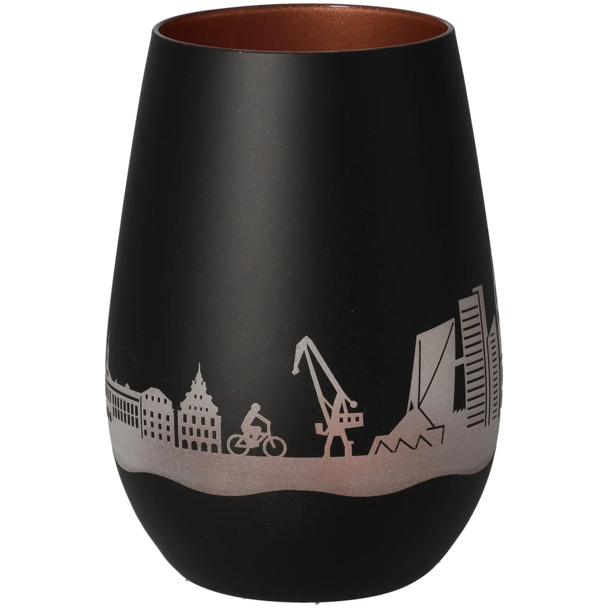  vase, schwarz, stadtlandschaft, Kristallmuster, glänzende Oberfläche