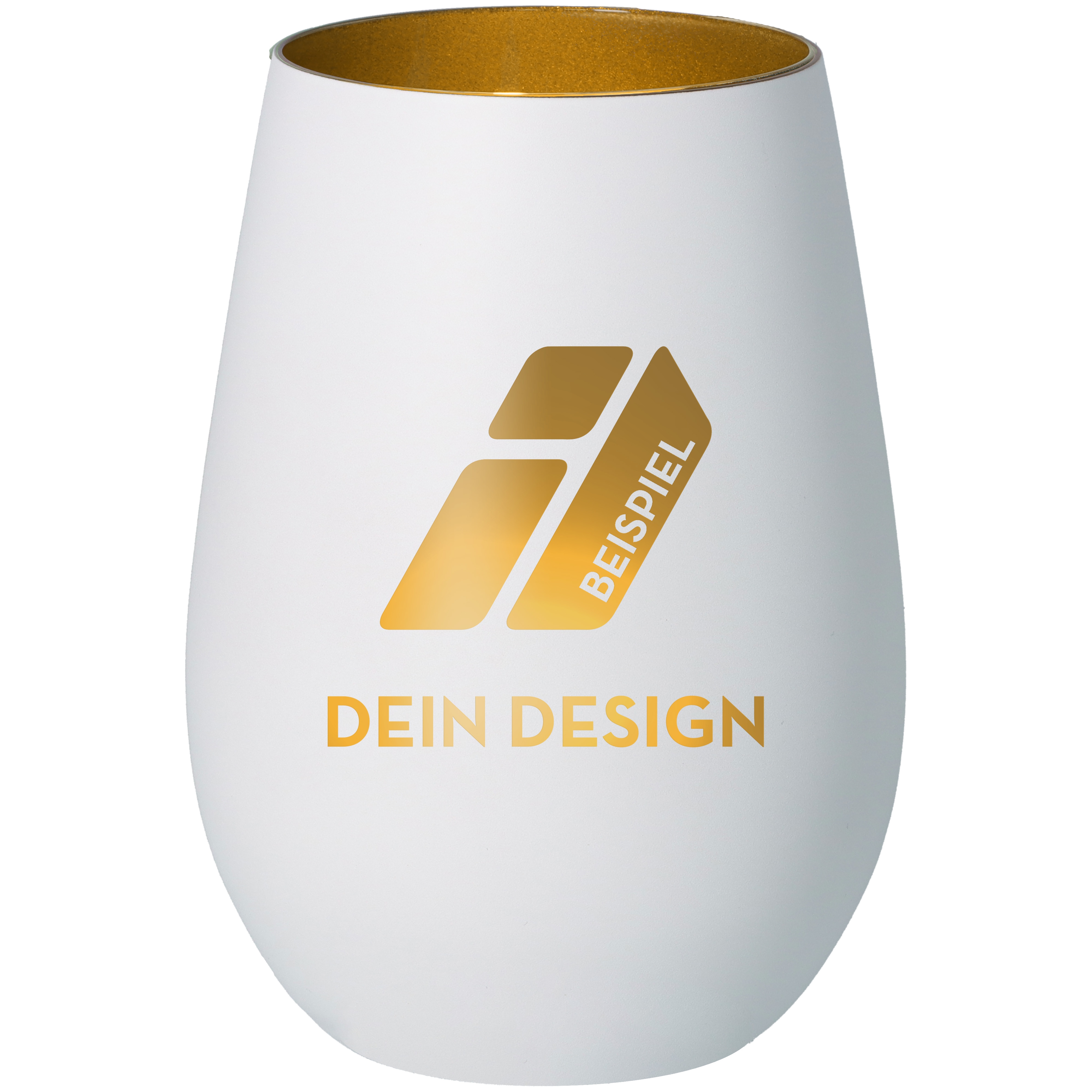 Windlicht Dein Design Weiß/Gold Muster