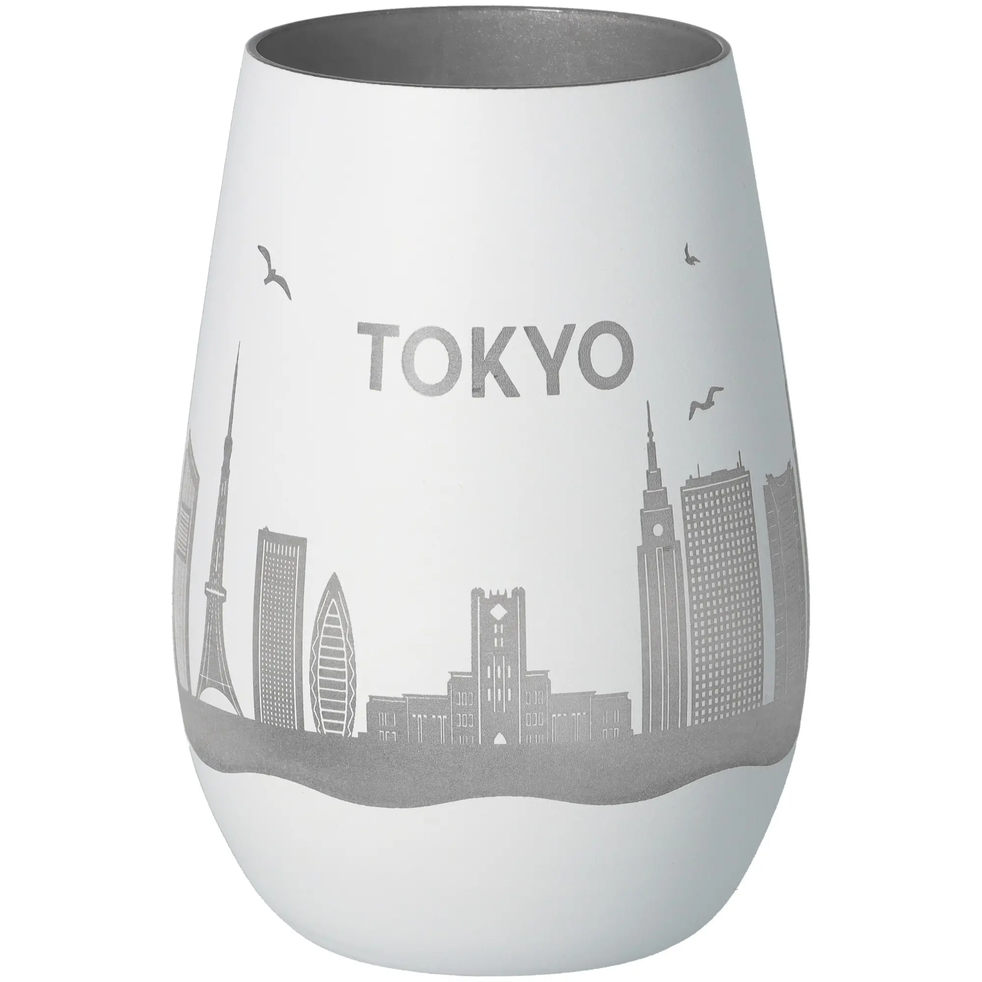 Becher, Tasse, Skulptur-Glas, Tokyo-Skyline, Graue Muster