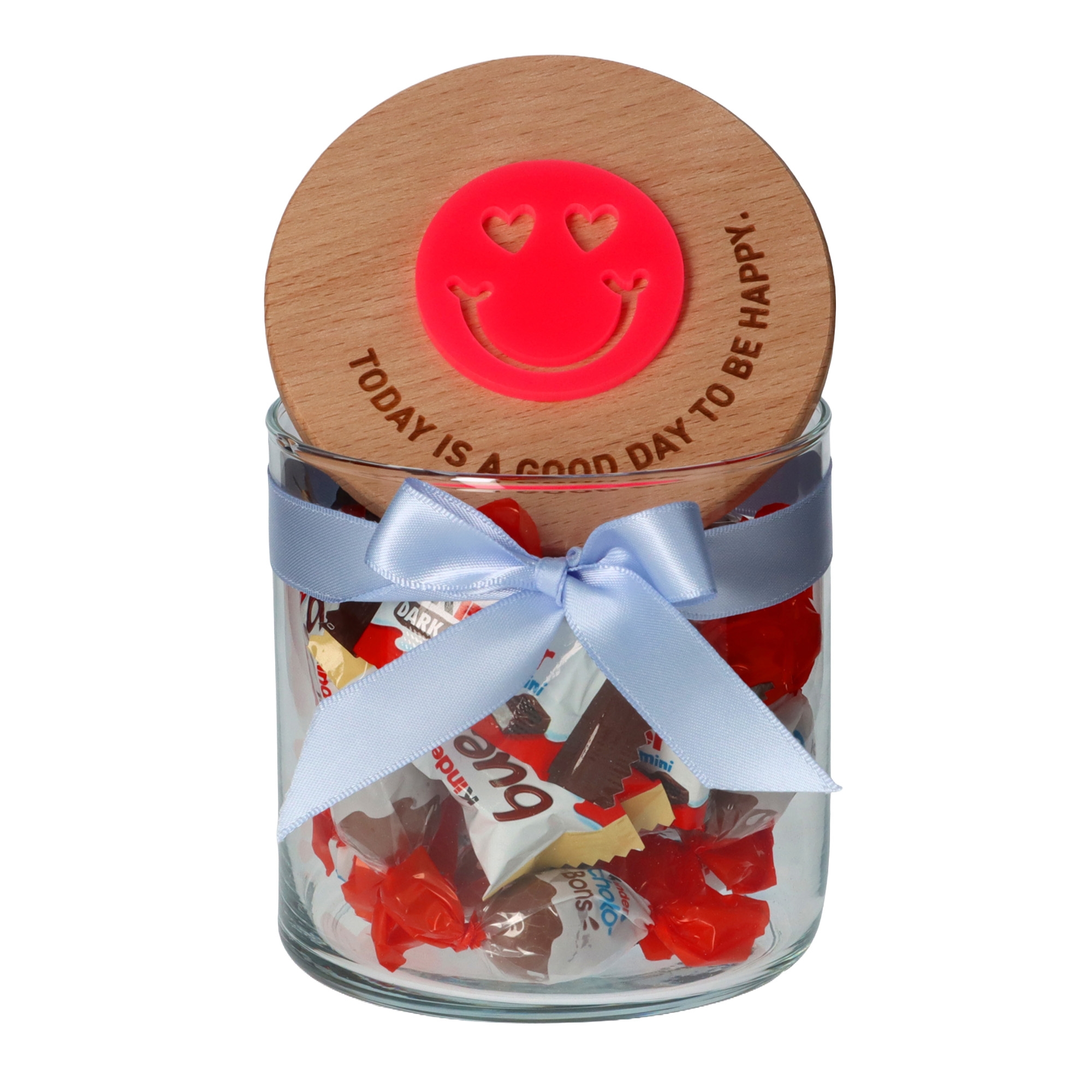 Geschenkglas "GOOD DAY" Neonpink Krug, Essen, Süßigkeiten