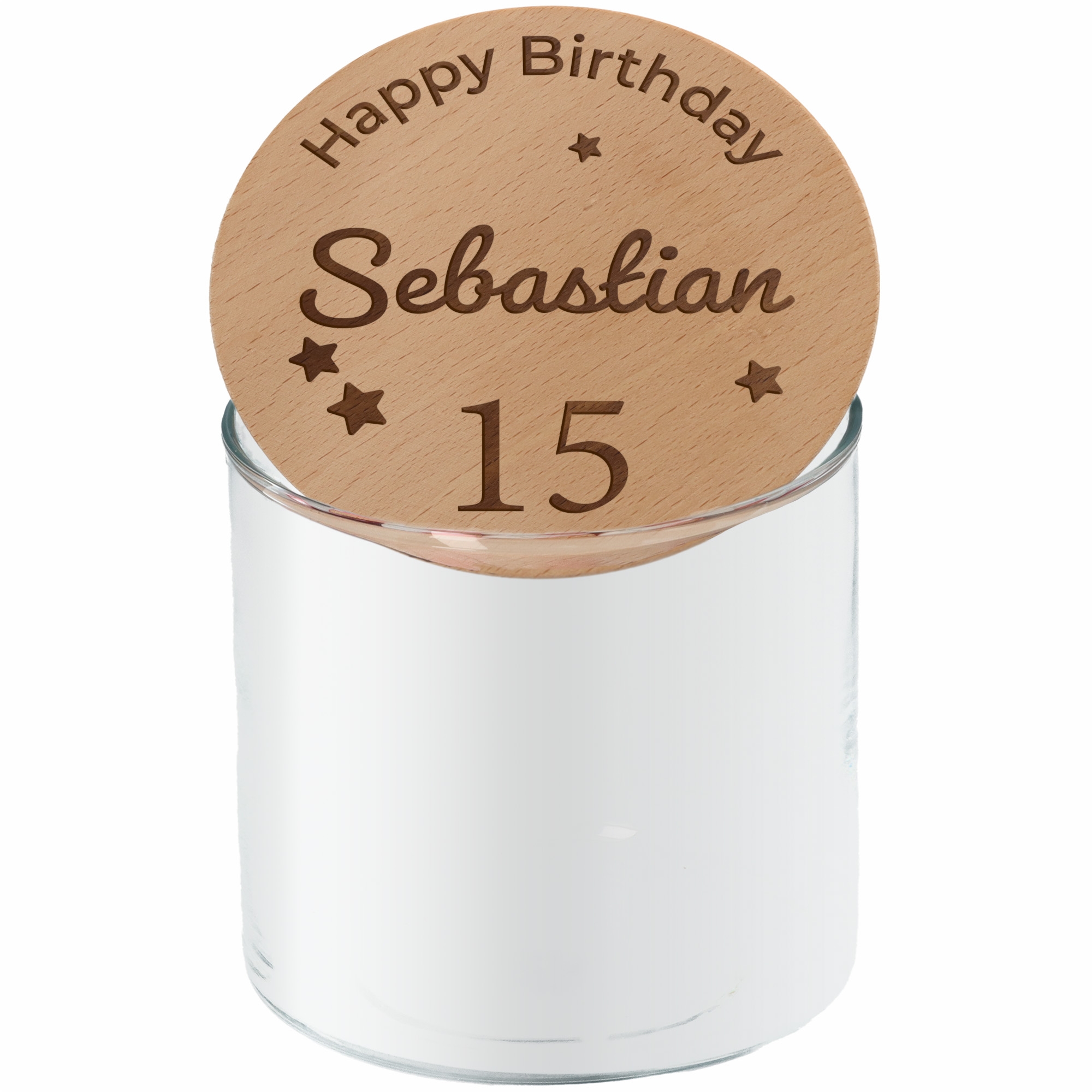 Geschenkglas "Happy Birthday" mit Sternen