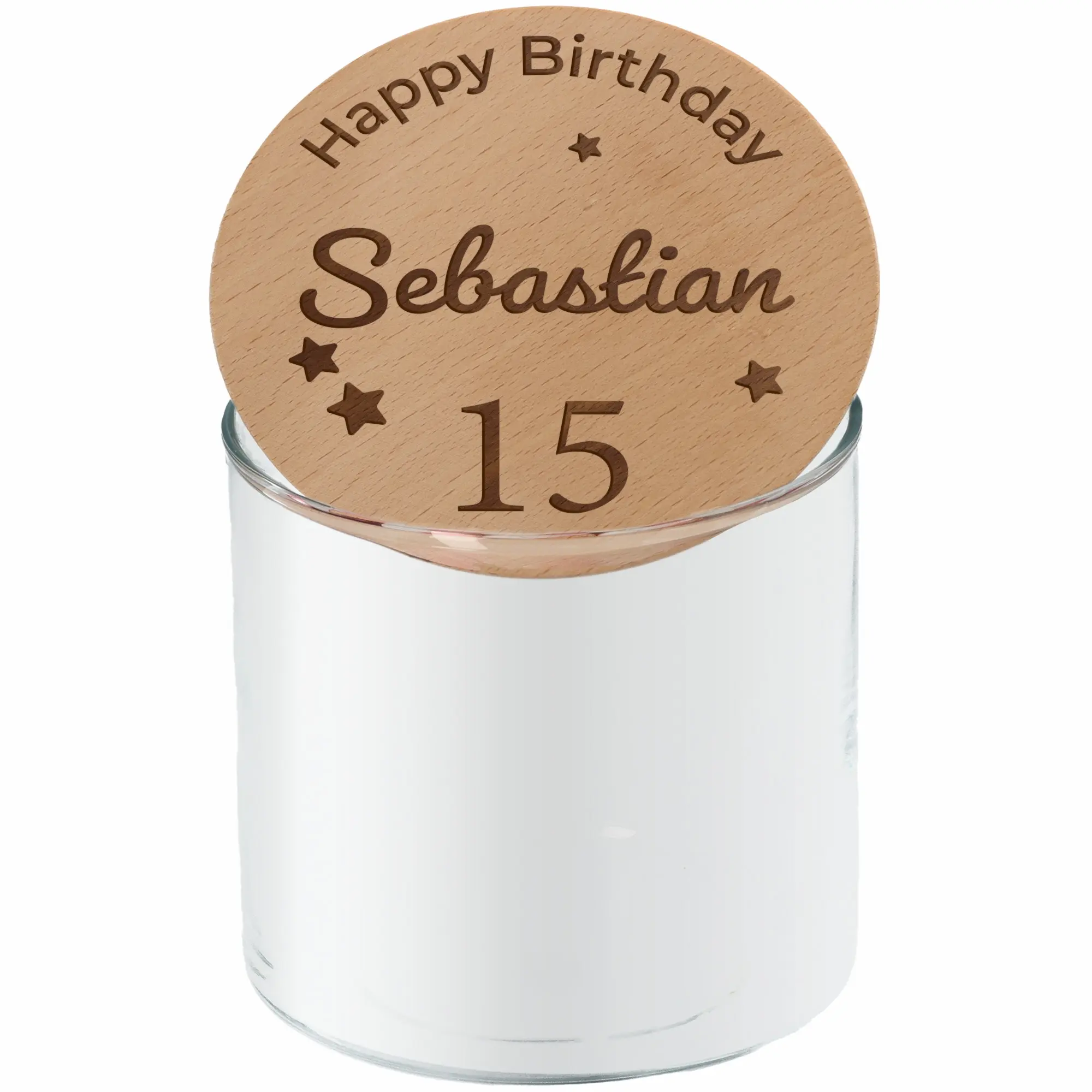 Geschenkglas "Happy Birthday" mit Sternen