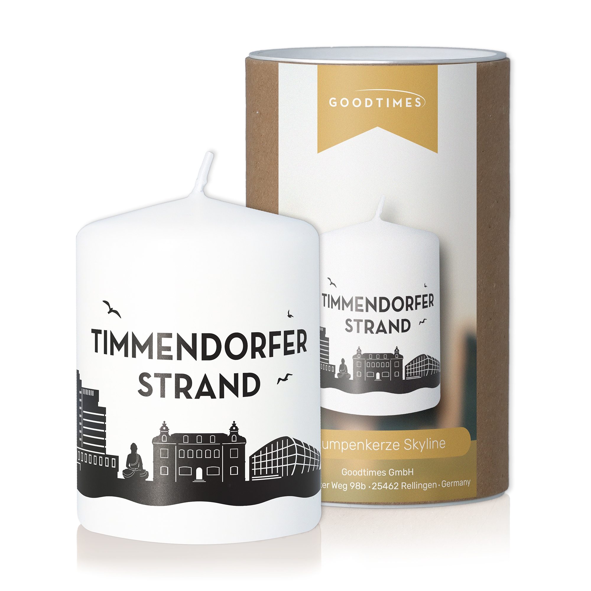 Stumpenkerze Skyline Timmendorfer Strand