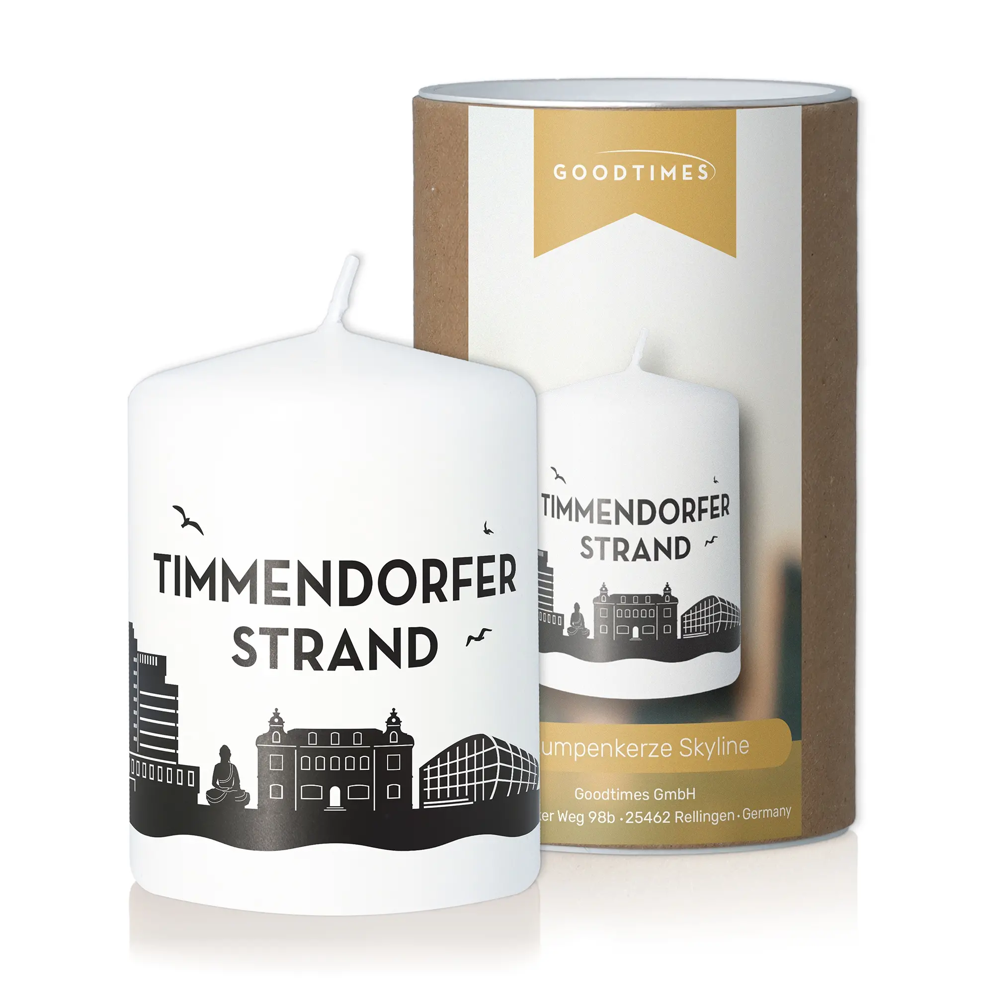 Stumpenkerze Skyline Timmendorfer Strand