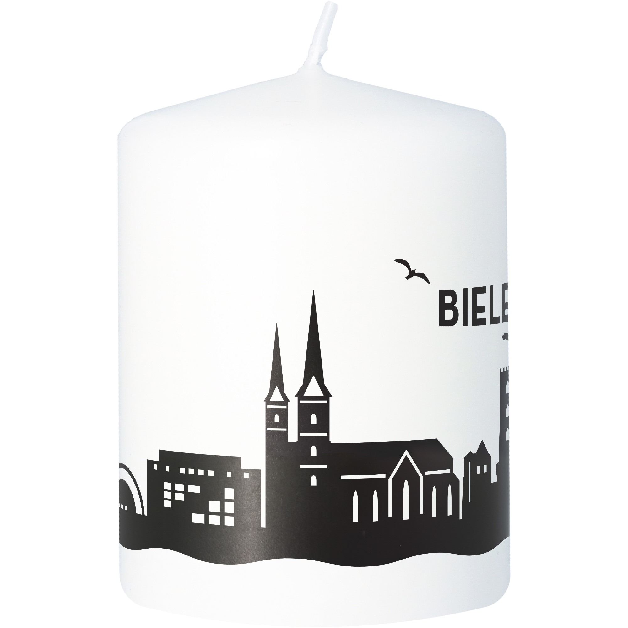 Kerze, Städte-Silhouette, Windlicht, Weiße Kerze, Grauen Muster