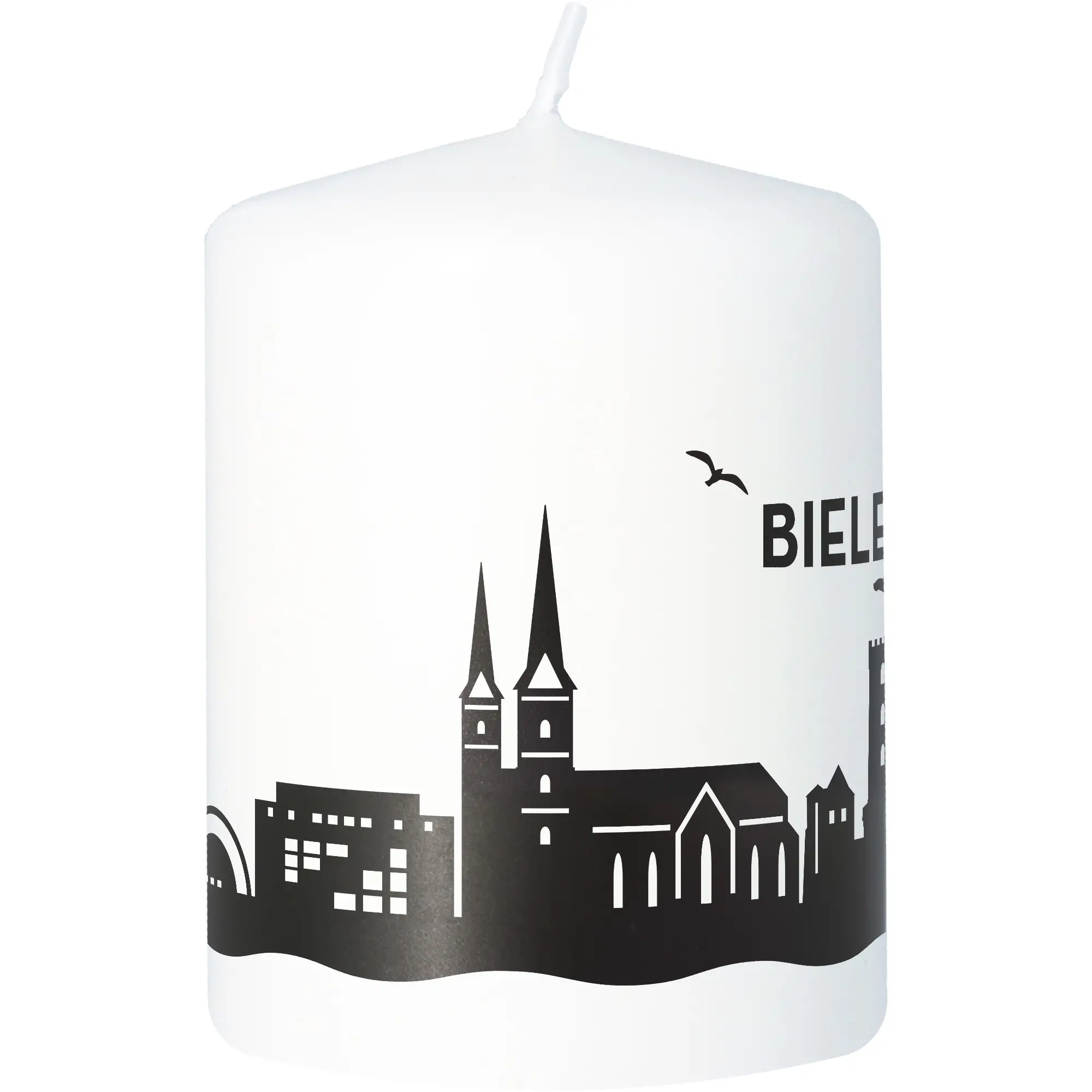 Kerze, Städte-Silhouette, Windlicht, Weiße Kerze, Grauen Muster