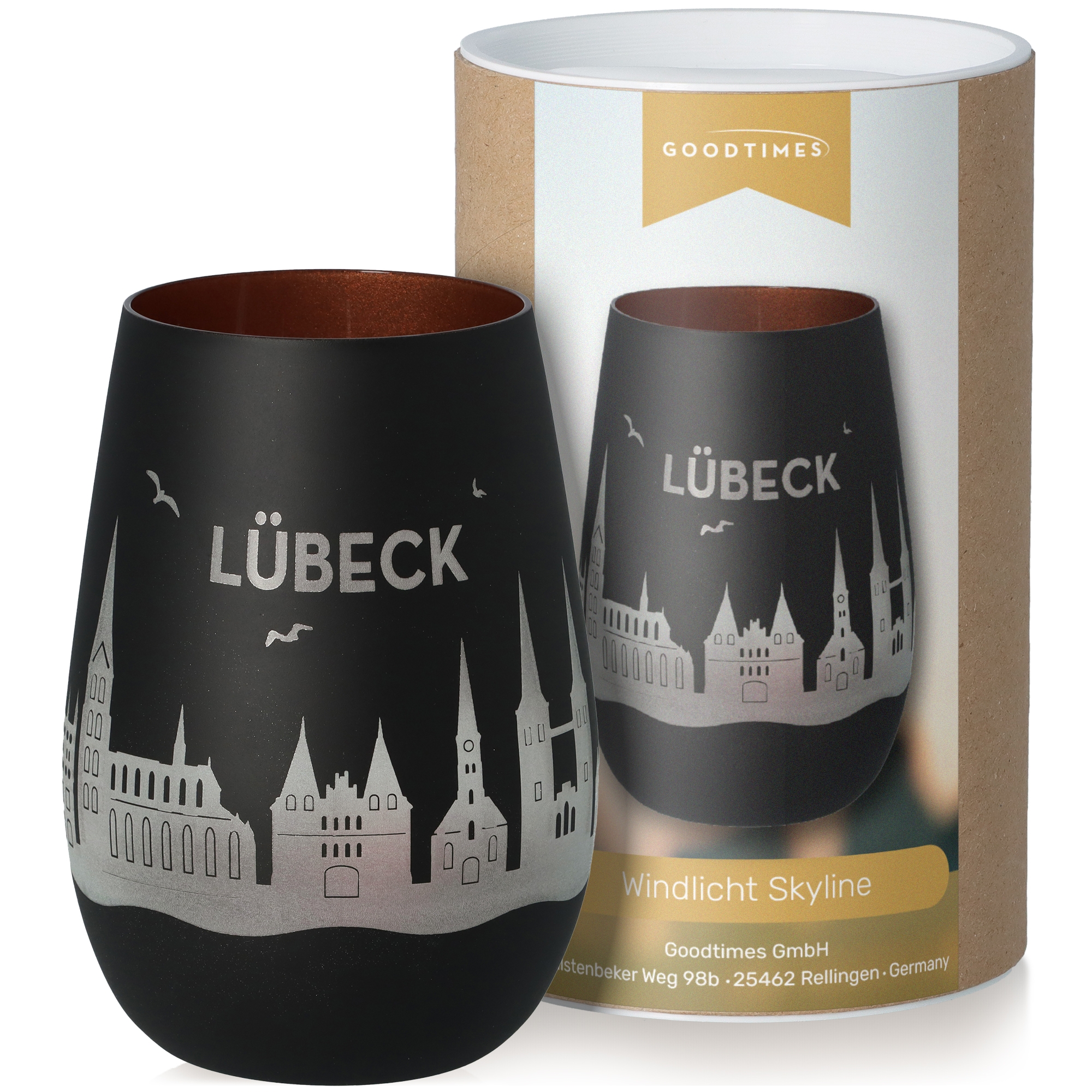 Windlicht Skyline Lübeck