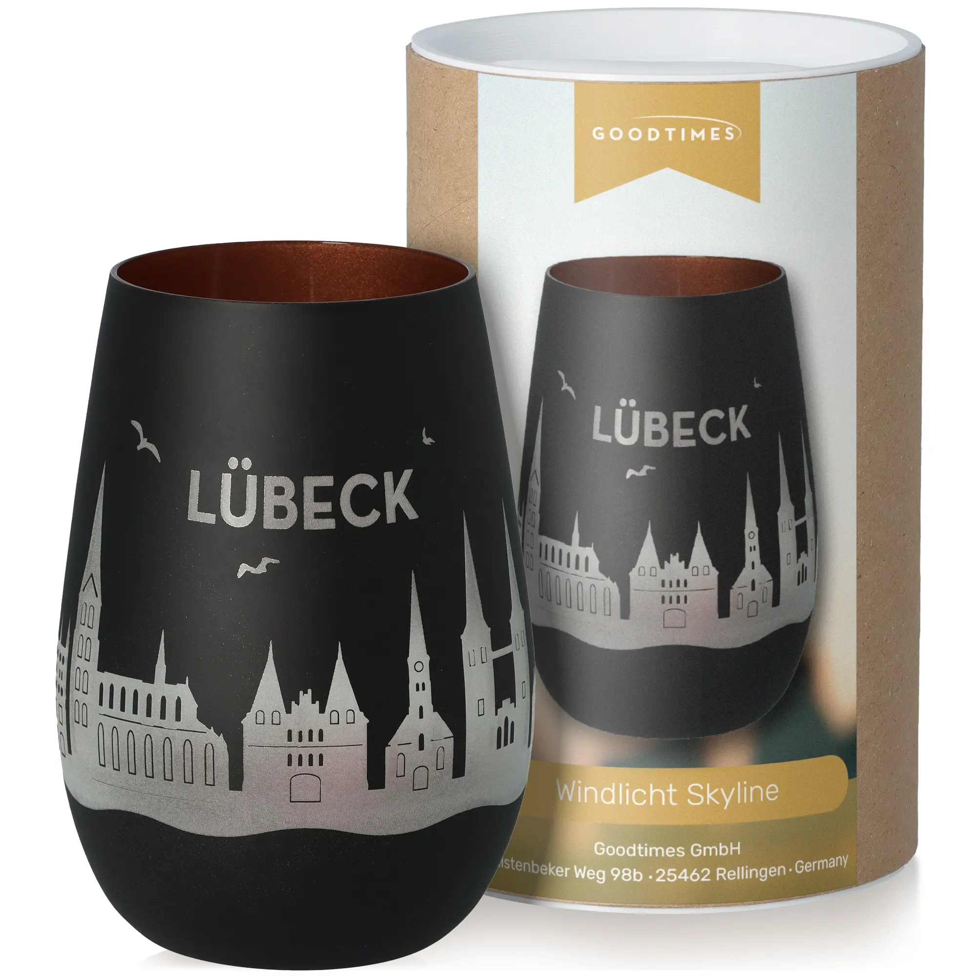 Windlicht Skyline Lübeck