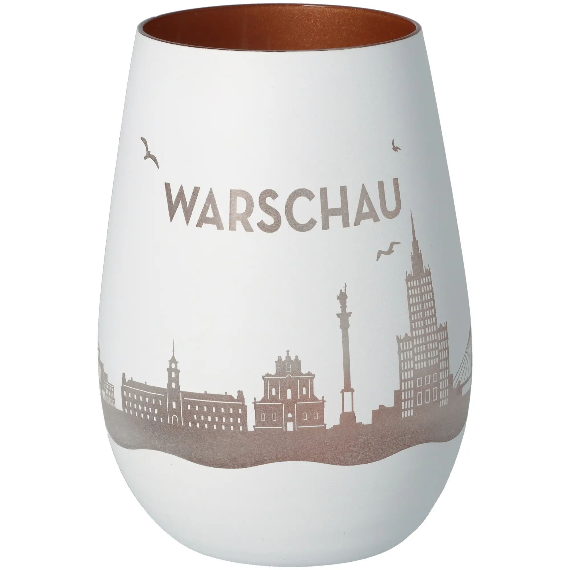 Glas, Becher, Warschau, Stadtansicht, Mattglas