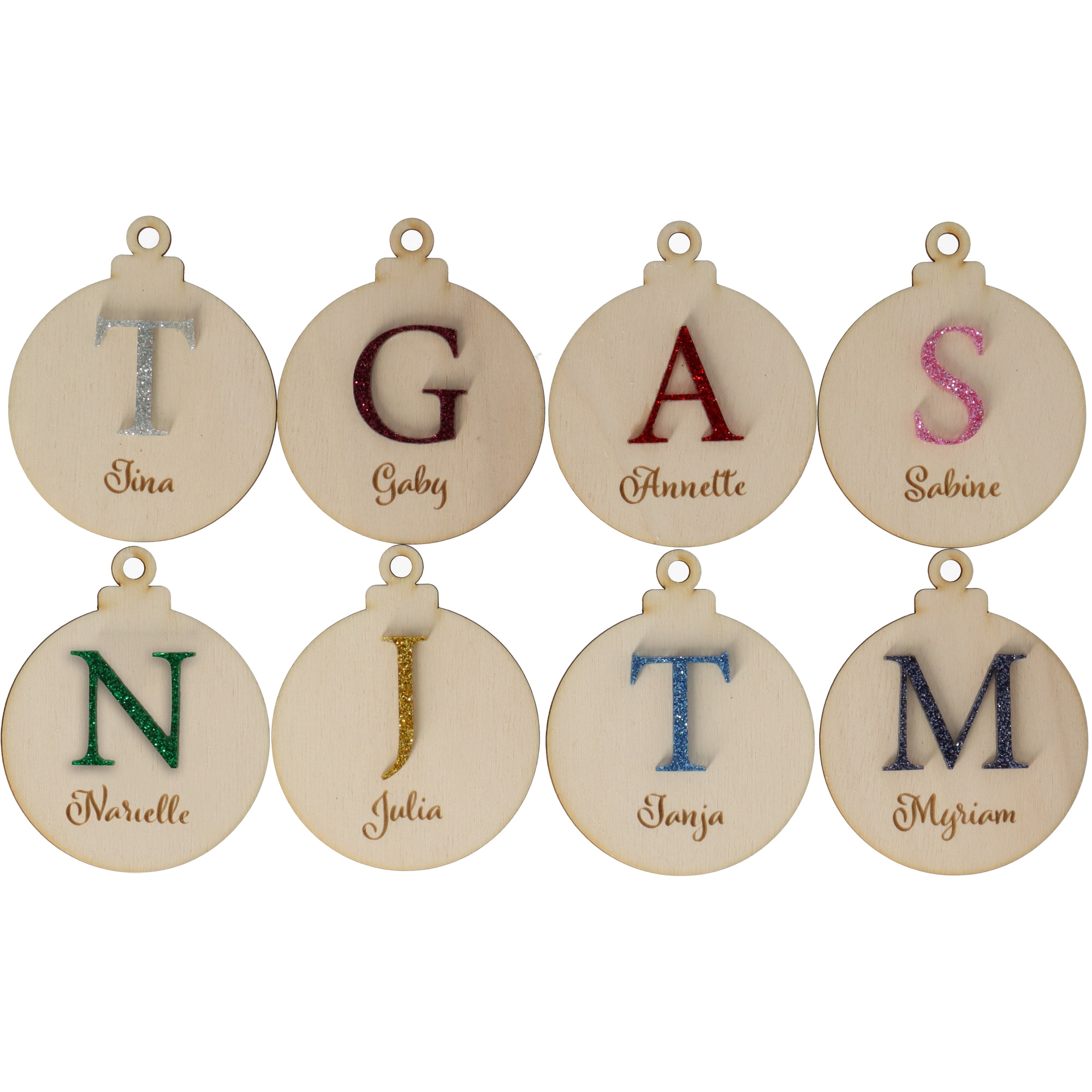 Holzpostkarte mit Weihnachtskugel Zahl, Symbol, Text, Zubehör, Ohrring