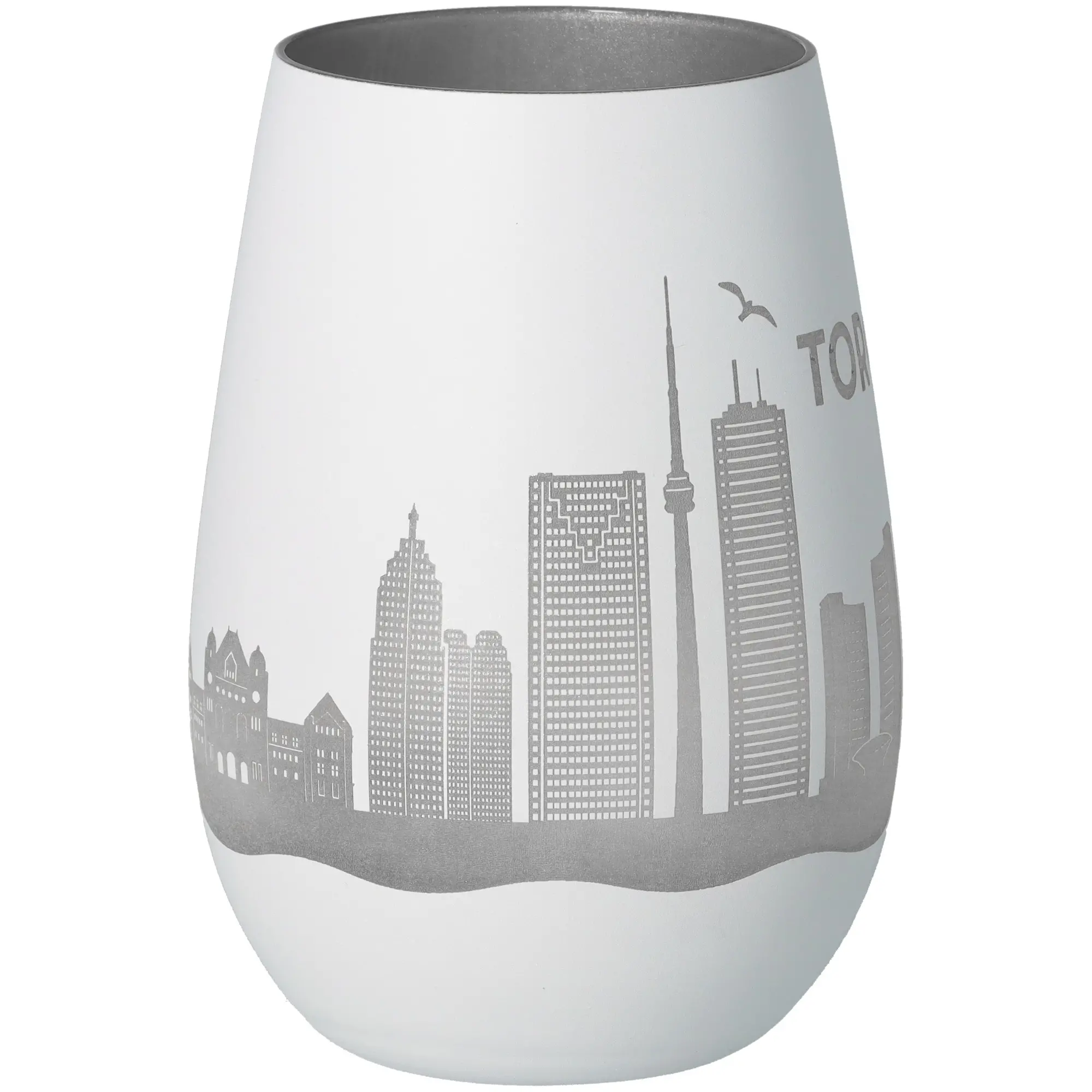 Vase, Porzellan, Weiß, Stadt skyline, Grau Muster