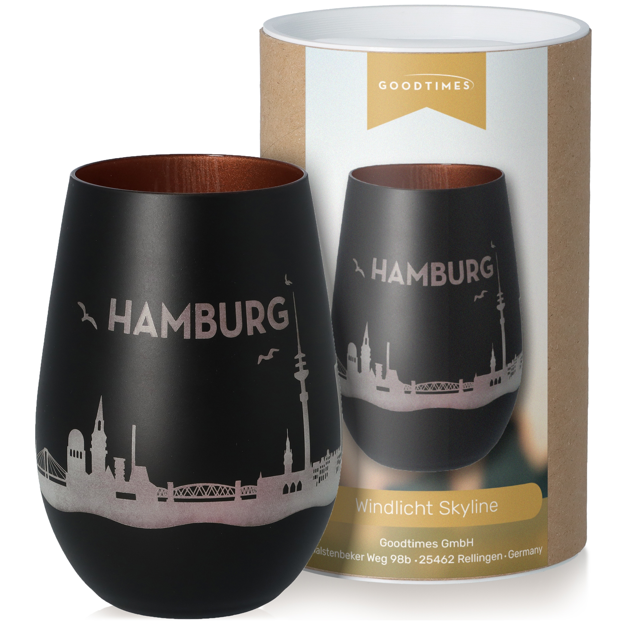 Windlicht Skyline Hamburg Krug, Töpferei, Tasse, Vase