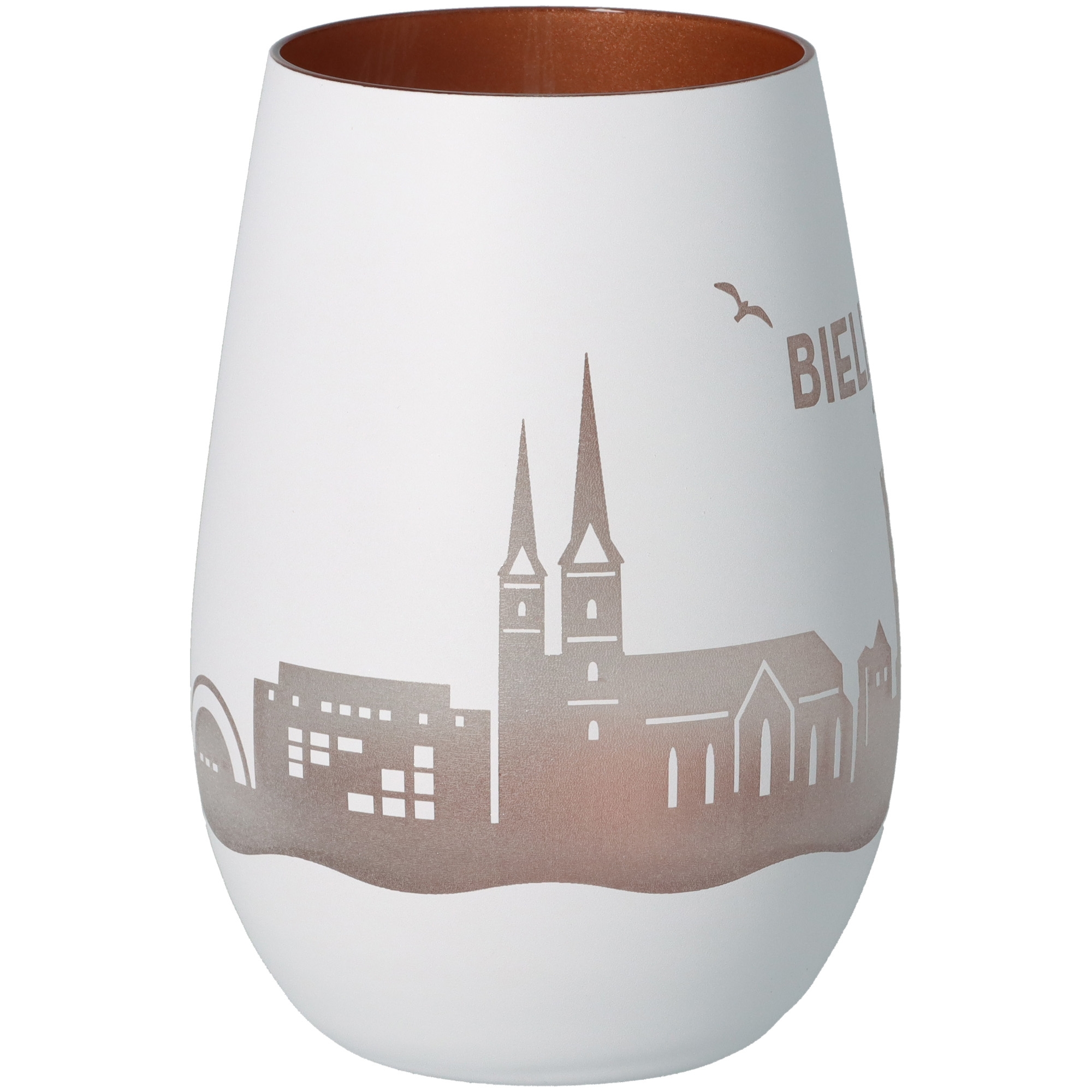 Vase, Keramik, Tellermaske, Weiß, Stadtmotiv