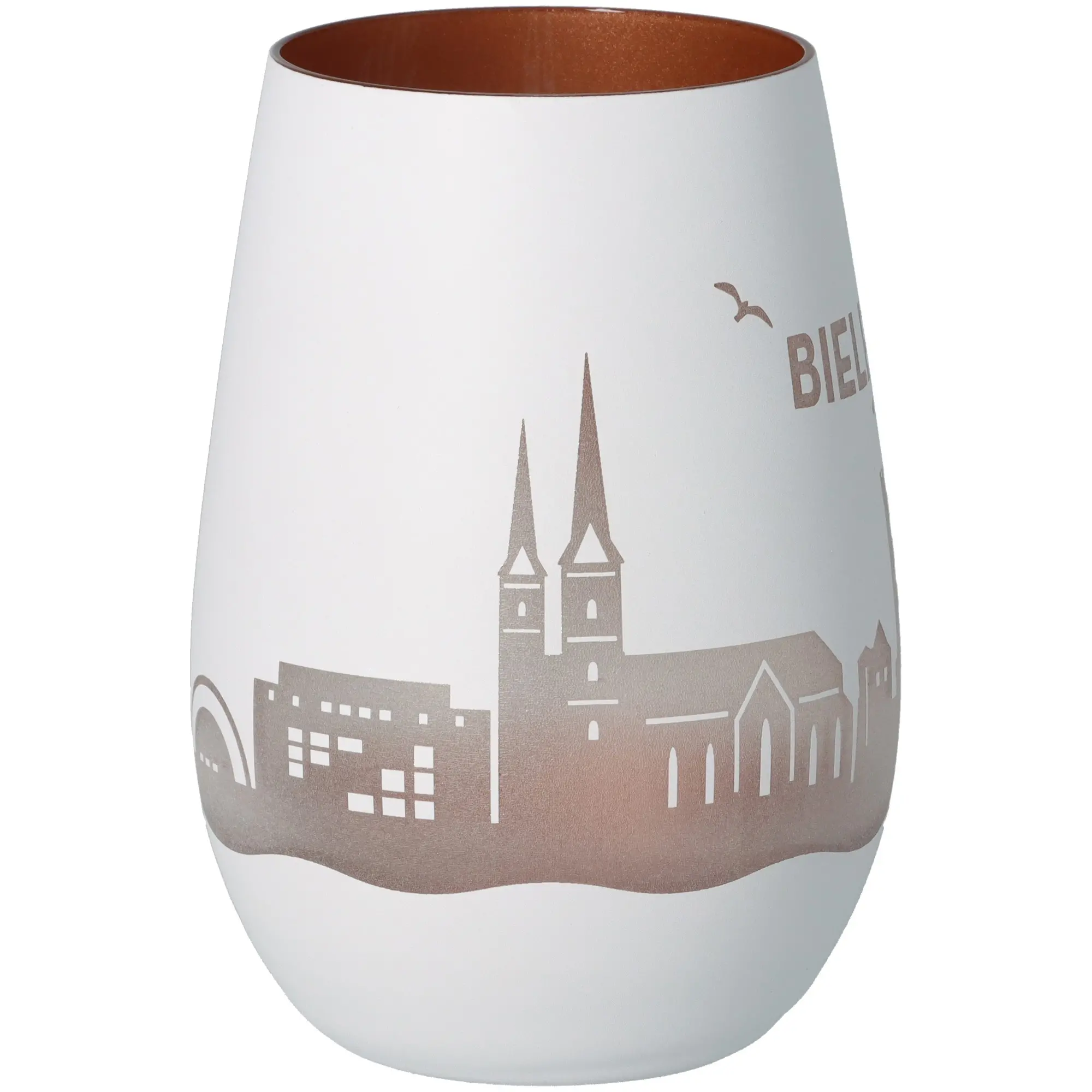Vase, Keramik, Tellermaske, Weiß, Stadtmotiv