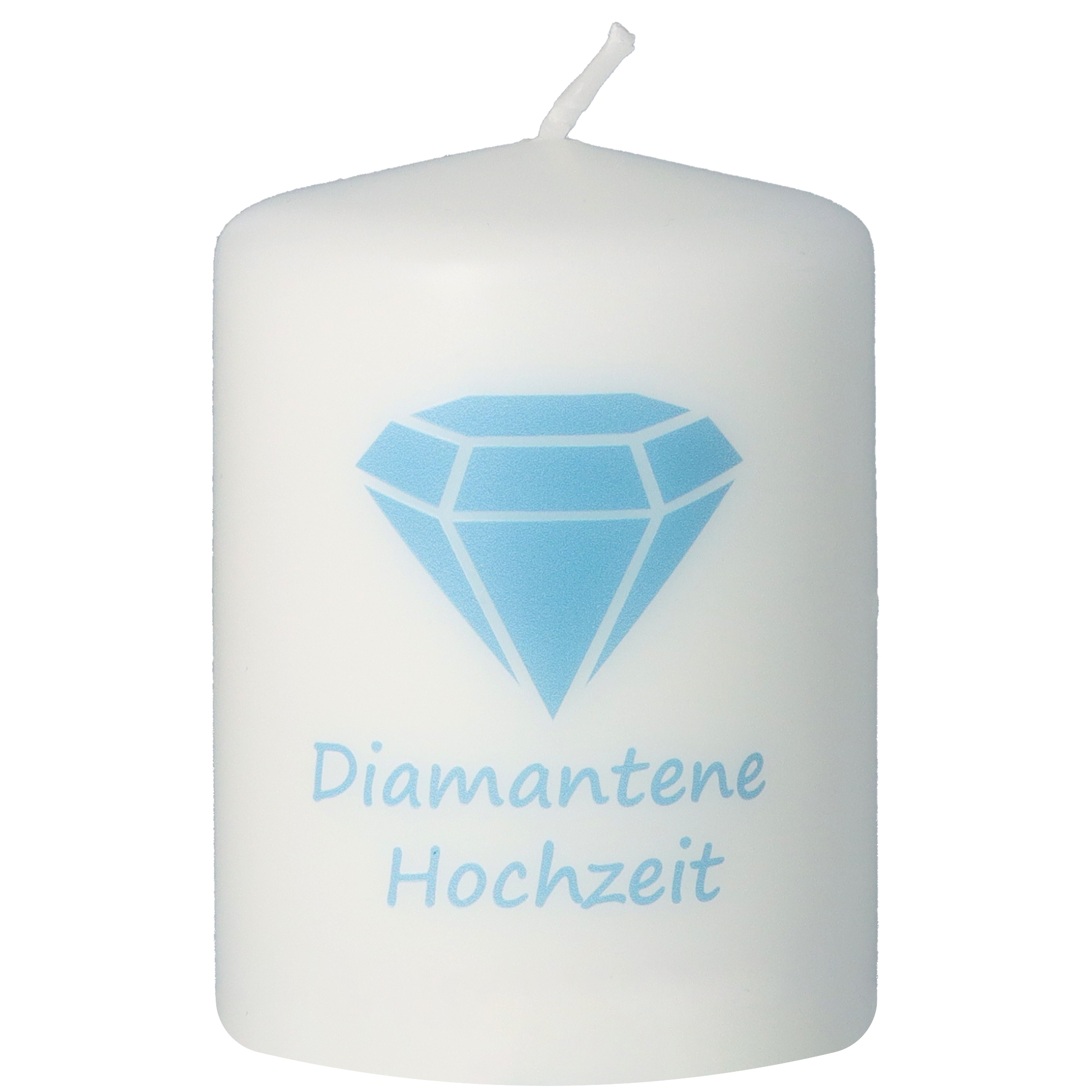 Stumpenkerze "Diamantene Hochzeit" Stumpenkerze "Diamantene Hochzeit"