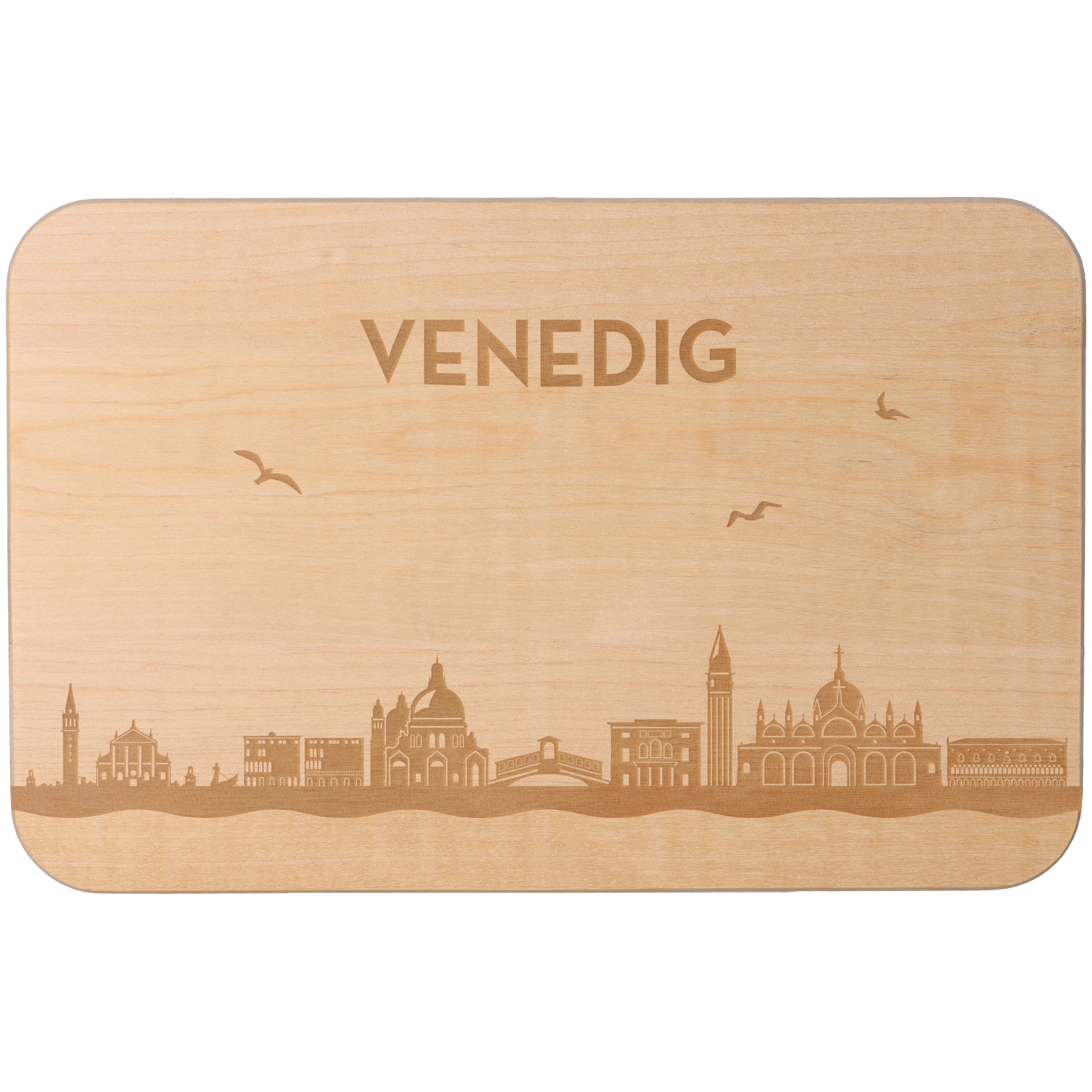 Frühstücksbrett Skyline Venedig Holz, Sperrholz, Matte, Person