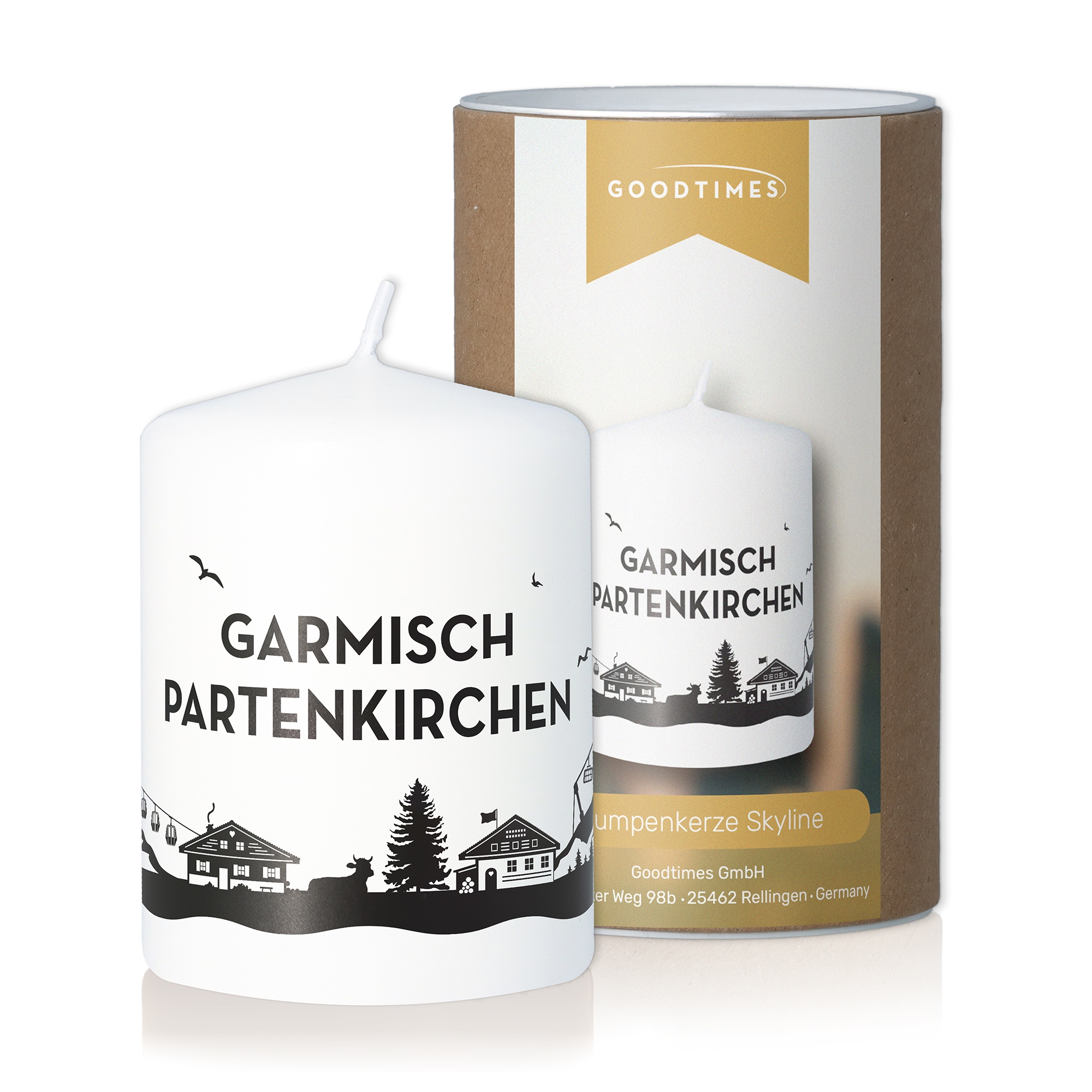 Stumpenkerze Skyline Garmisch-Partenkirchen Kerze
