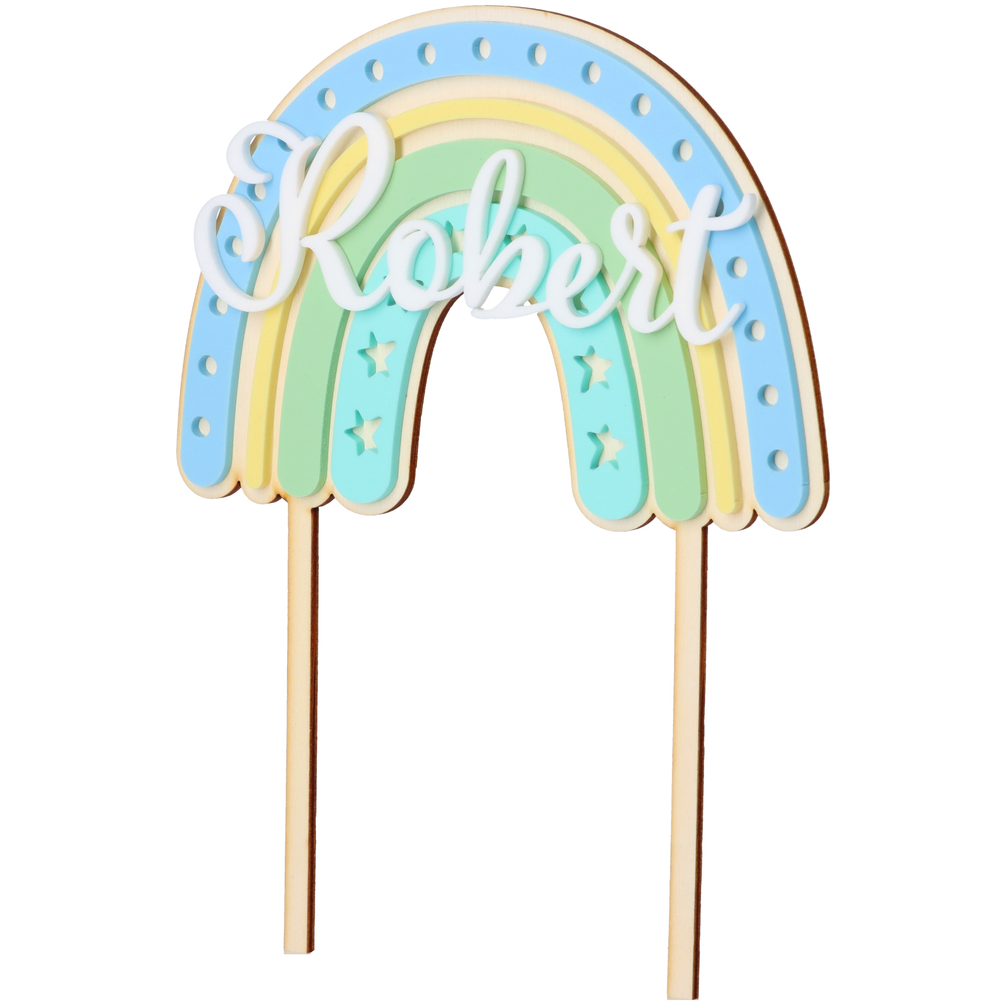 Cake Topper Regenbogen mit Sternen & Namen Cake Topper Regenbogen mit Sternen & Namen
