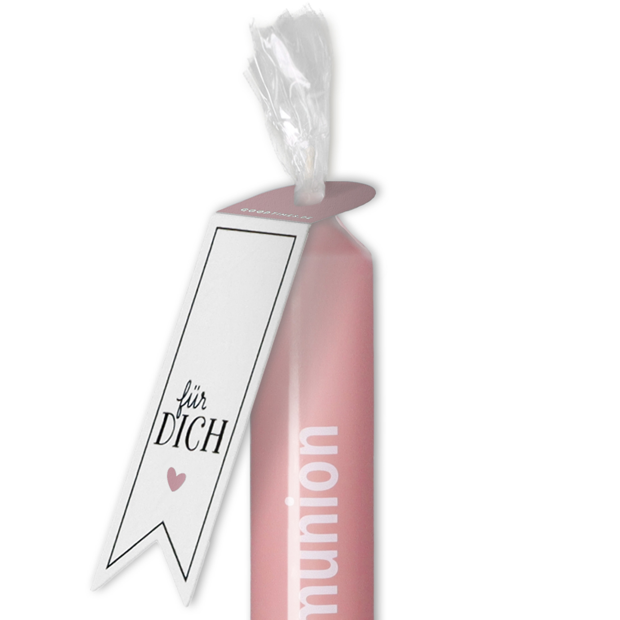 Stabkerze Rosa "Alles Liebe zur Kommunion" Stabkerze Rosa "Alles Liebe zur Kommunion"