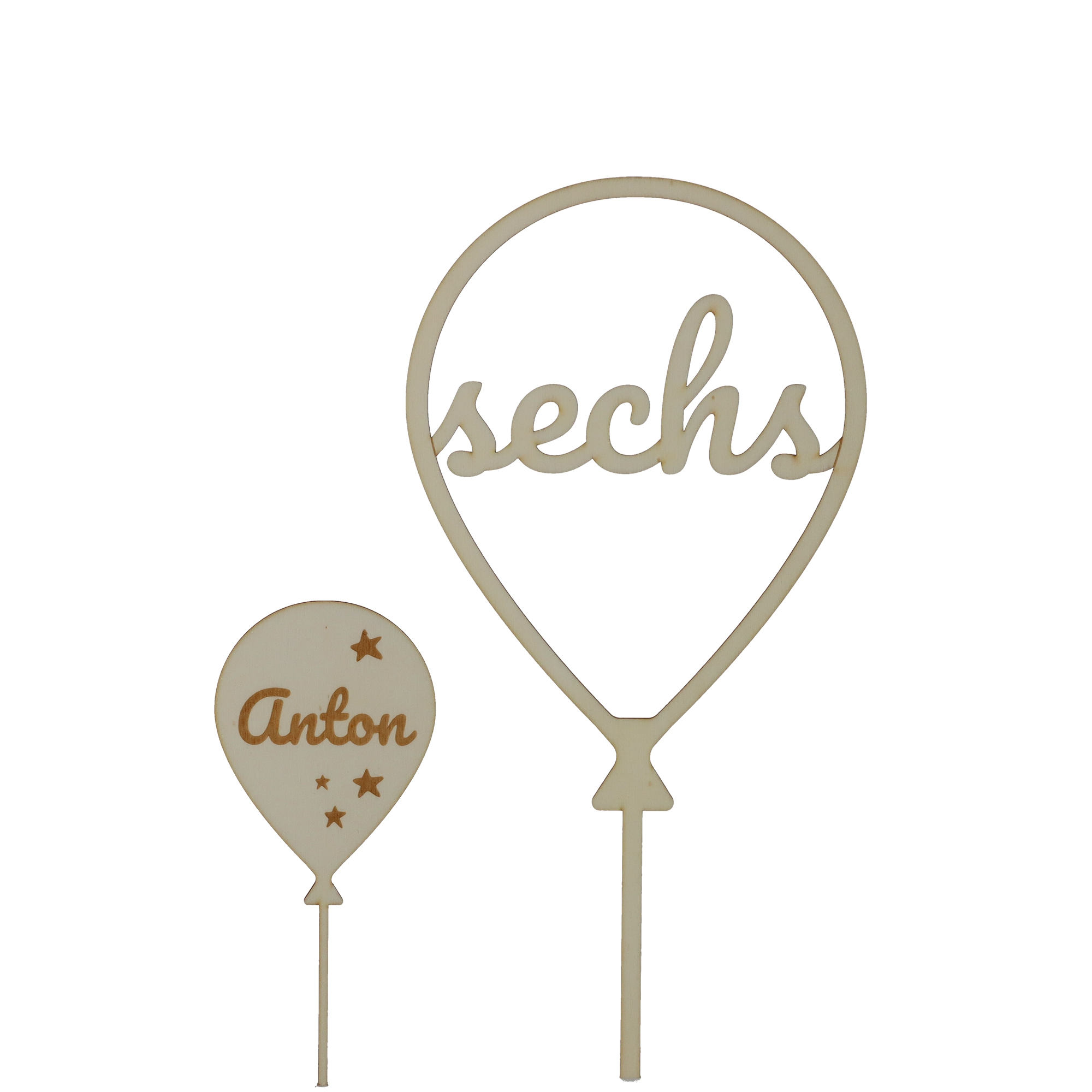 Cake Topper Ballon mit Sternen Zahl 6