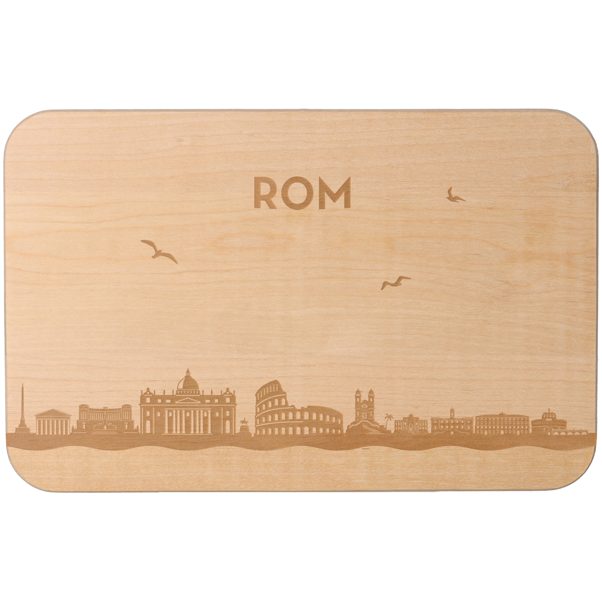 Frühstücksbrett Skyline Rom Sperrholz, Holz, Matte