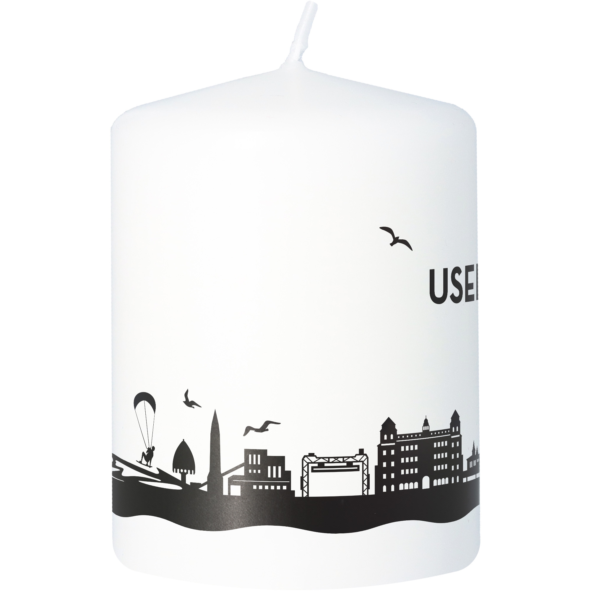 Stumpenkerze Skyline Usedom Tier, Vogel, Kerze