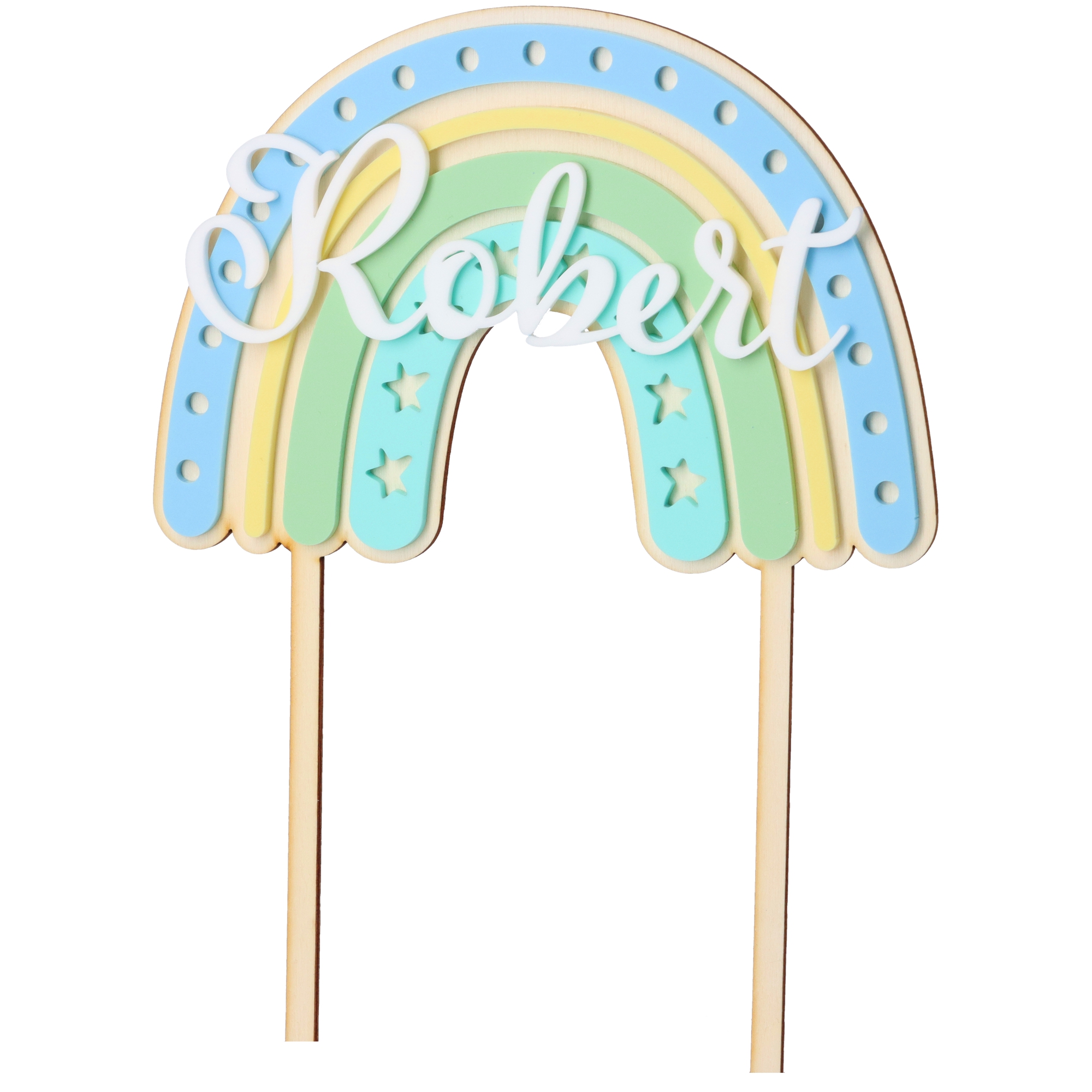 Cake Topper Regenbogen mit Sternen & Namen Cake Topper Regenbogen mit Sternen & Namen