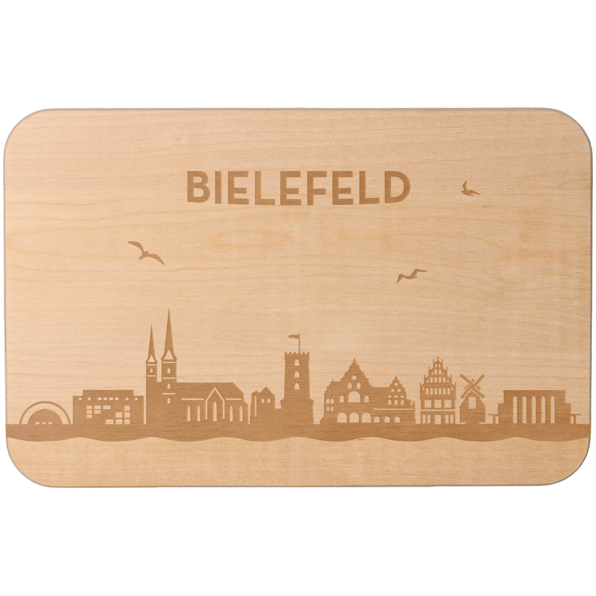 Holzbrett, Schneidebrett, Bielefeld, Stadtansicht, Birkenholz
