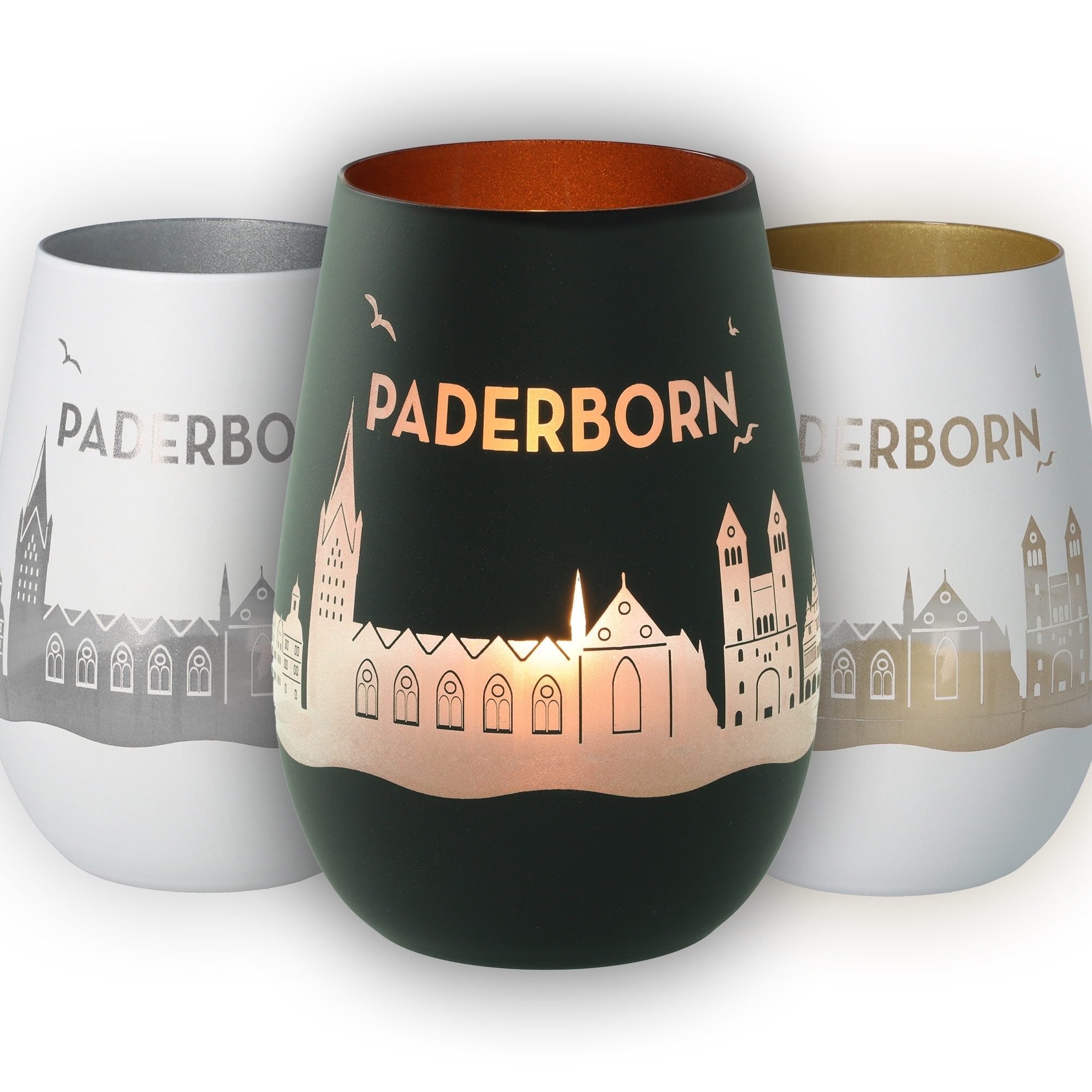 Weißer Becher, Paderborn Design, Kunststoffbecher, Kaffeebecher, Stadtmotiv