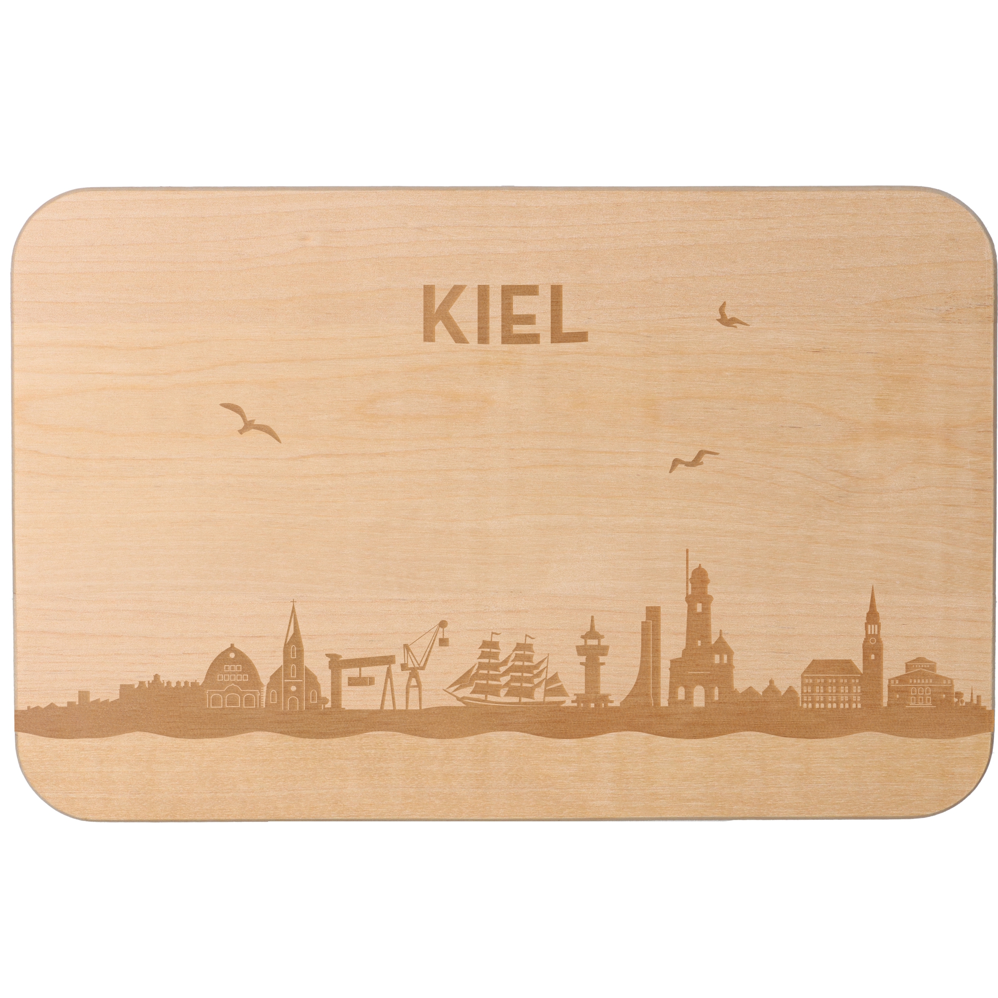 Frühstücksbrett Skyline Kiel Holz, Sperrholz, Matte