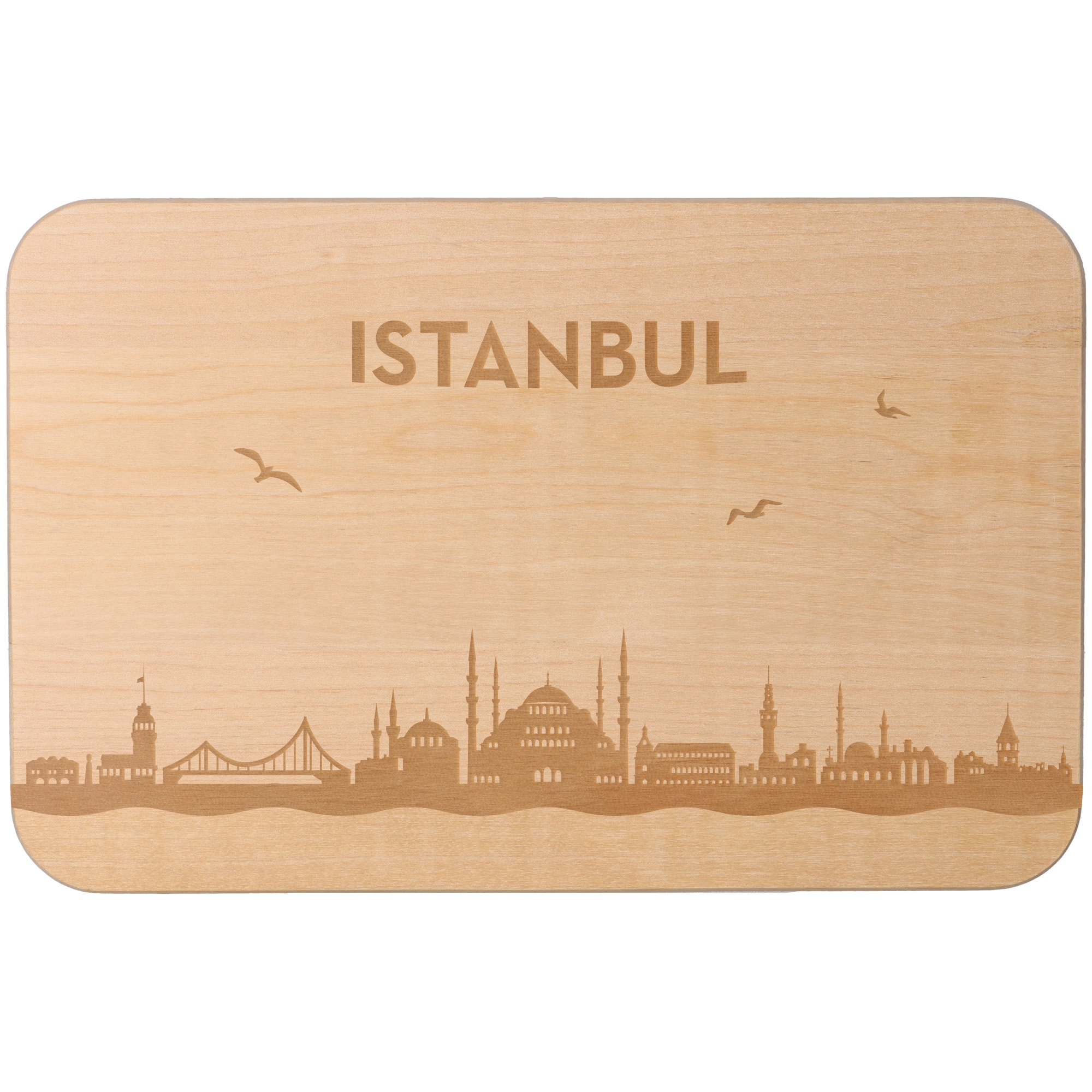 Frühstücksbrett Skyline Istanbul Holz, Sperrholz, Matte
