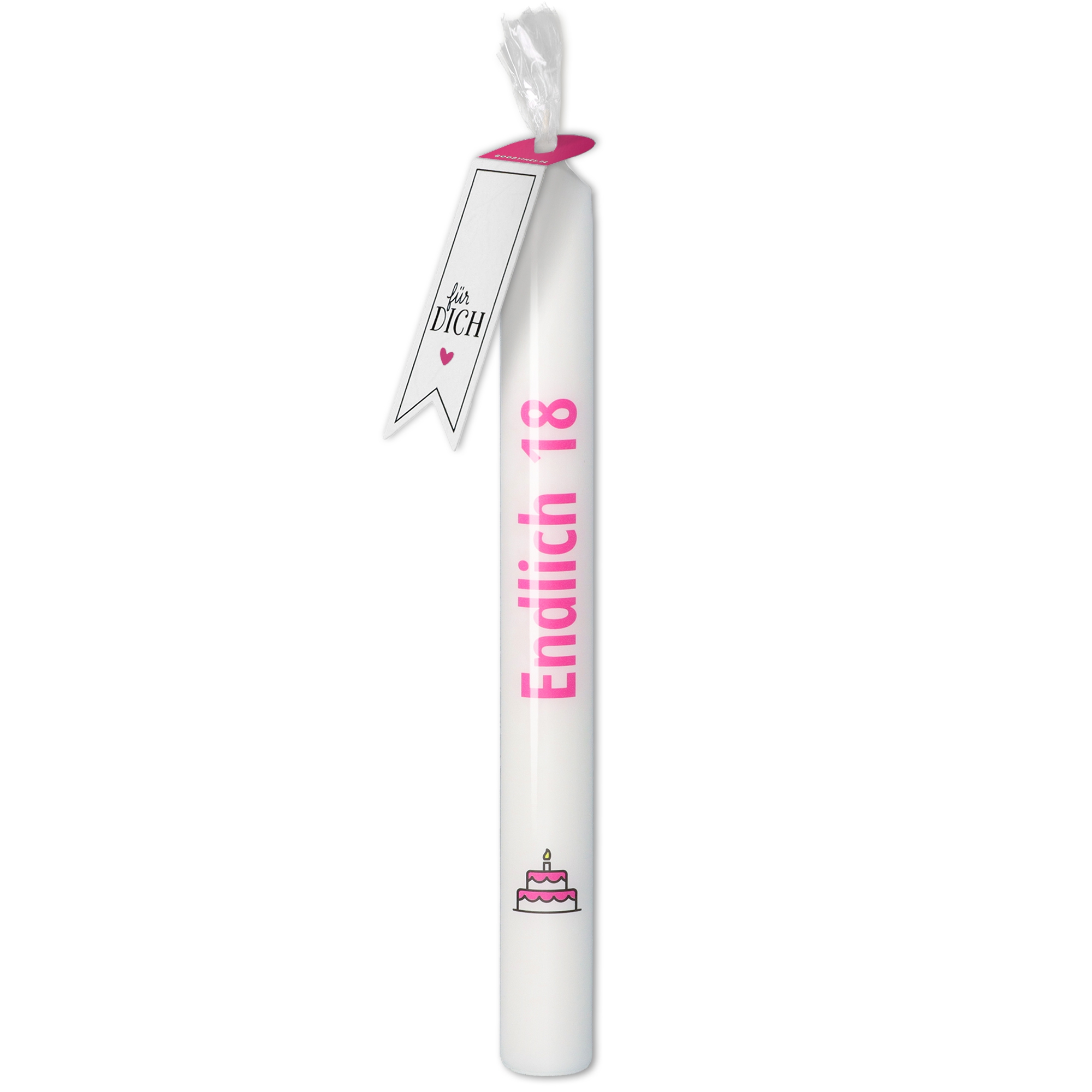 Stabkerze "Endlich 18" Pink Stabkerze "Endlich 18" Pink