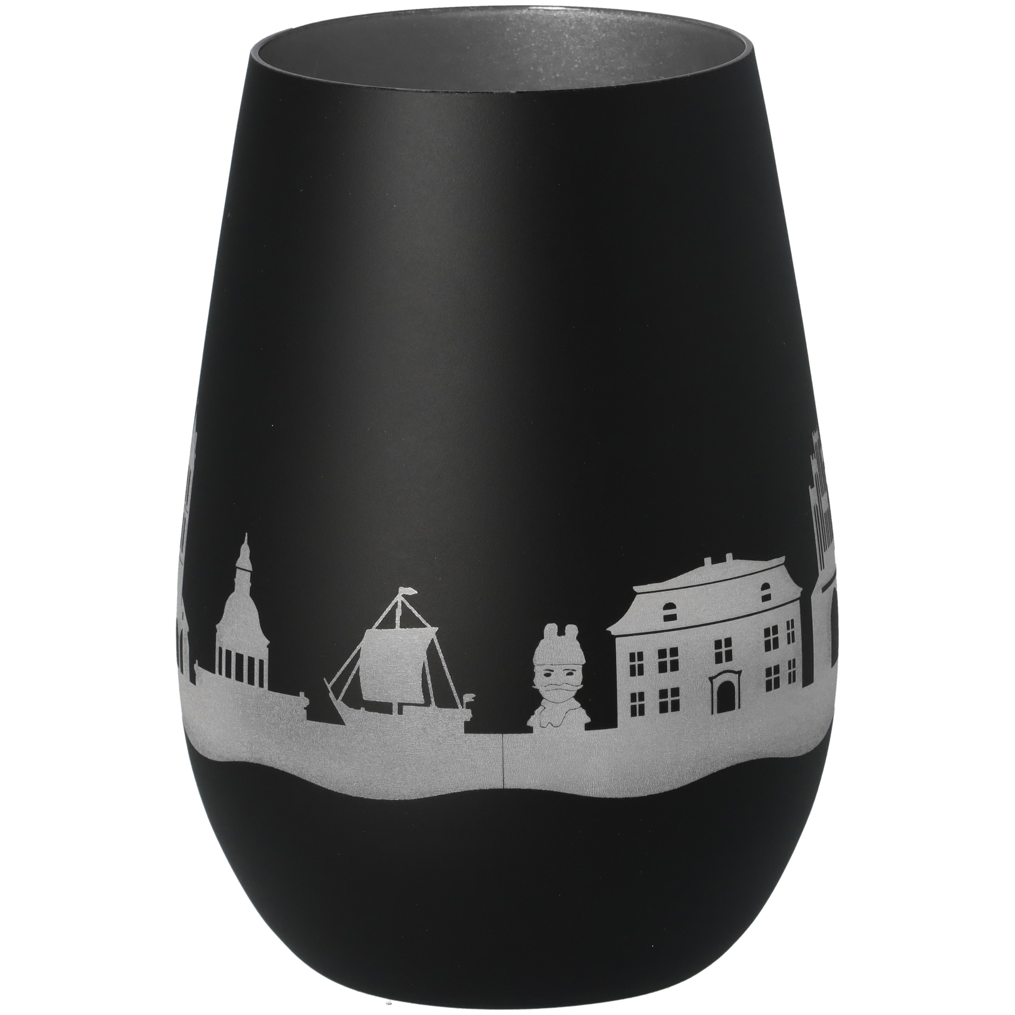 Windlicht Skyline Wismar Töpferei, Glas, Vase, Lampe, Person