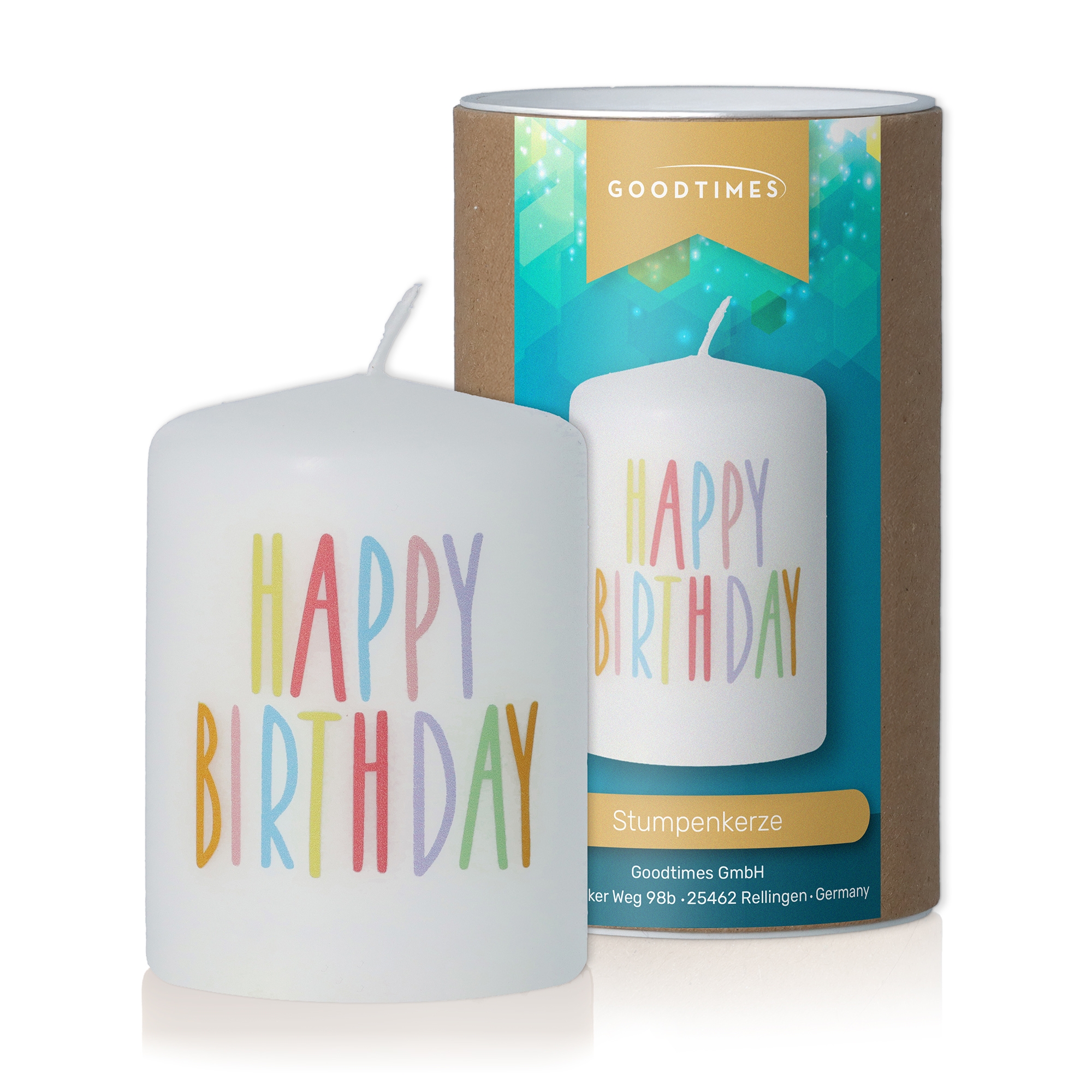 Stumpenkerze "Happy Birthay" Kerze