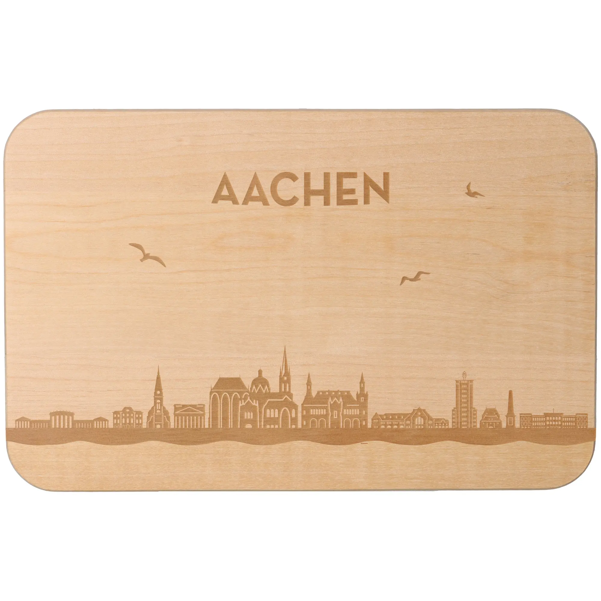 Holzbrett, Holzunterlage, Aachen, Stadt Silhouette, Bambusboard