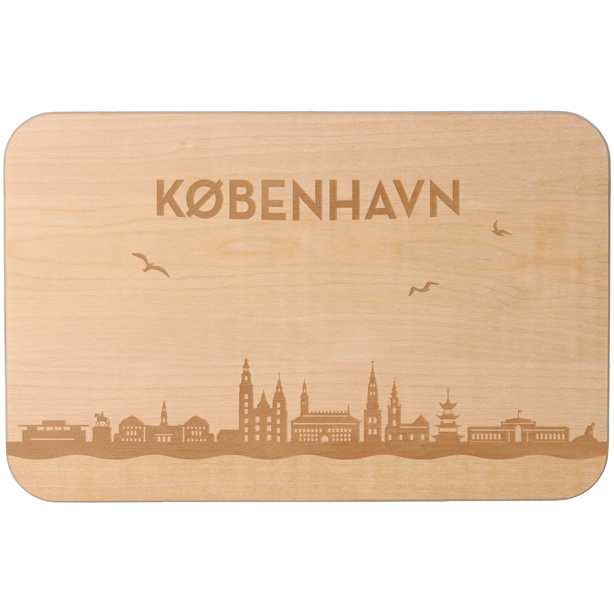 Frühstücksbrett Skyline Kopenhagen Holz, Sperrholz, Matte