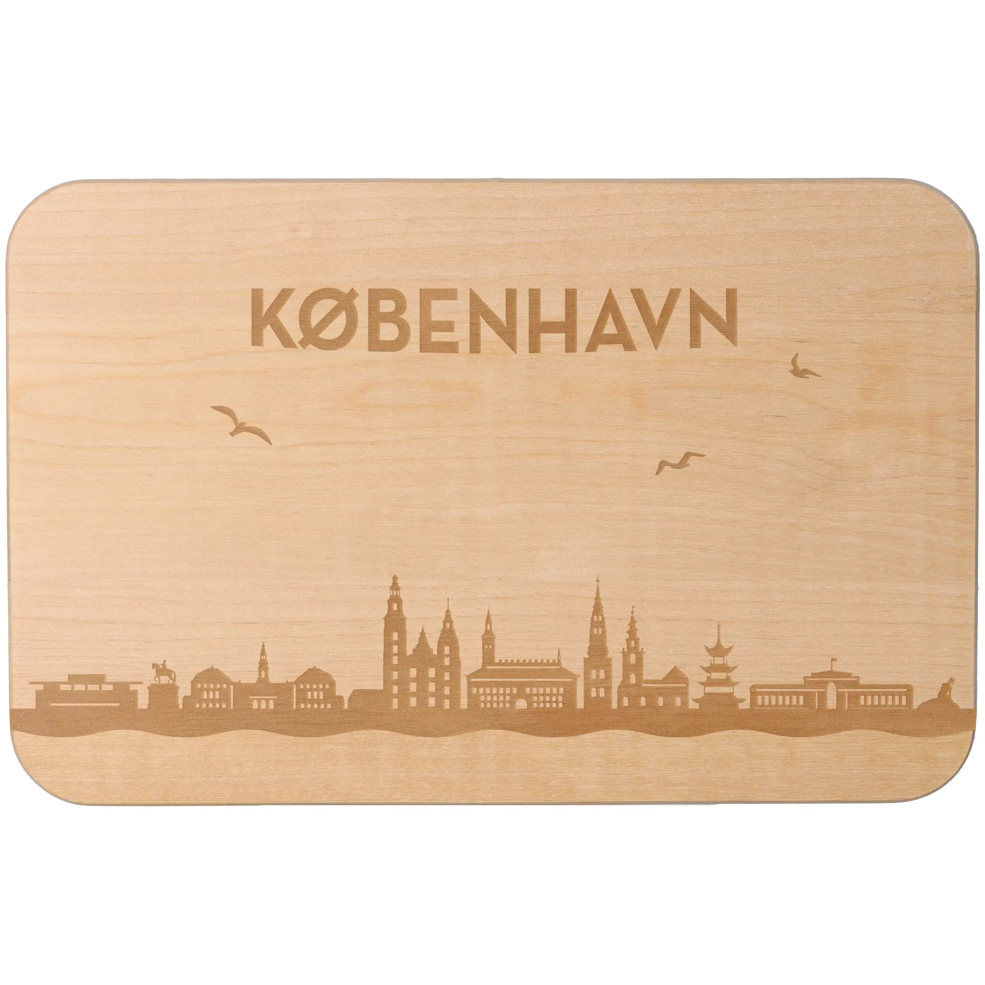 Frühstücksbrett Skyline Kopenhagen Holz, Sperrholz, Matte