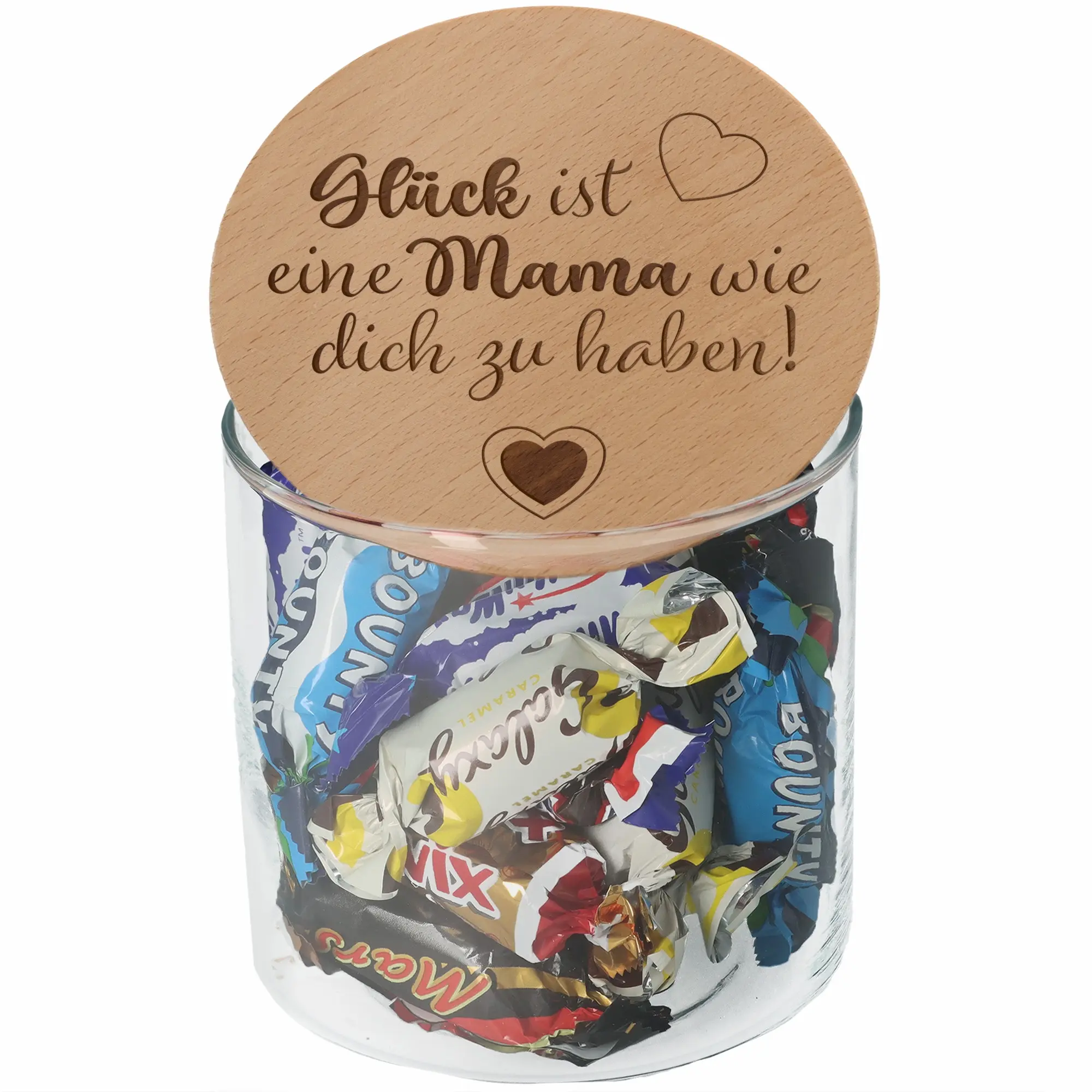 Geschenkglas Herz "Glück ist eine Mama wie dich zu haben!"
