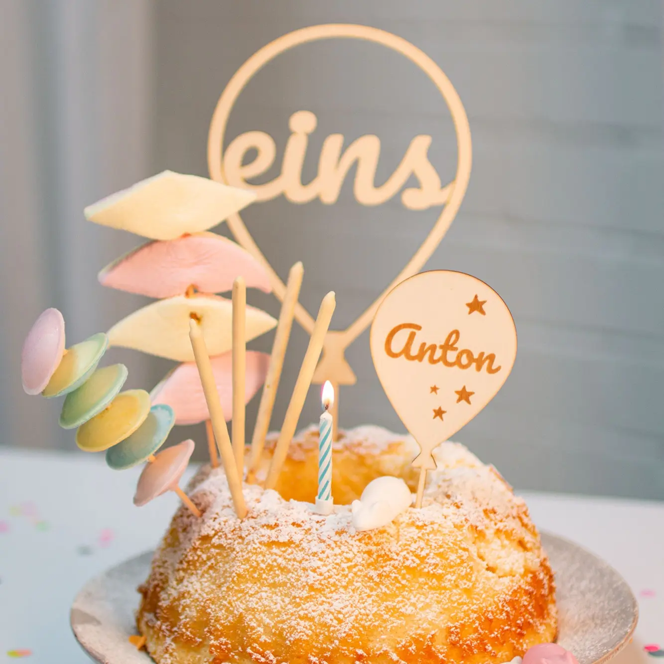 Cake Topper Ballon mit Sternen Zahl 1