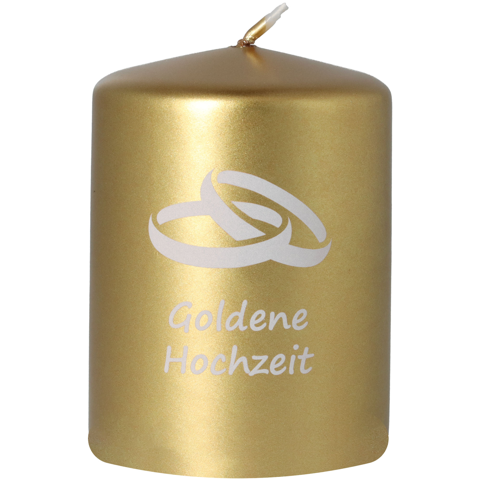 Stumpenkerze Metallic "Goldene Hochzeit" Stumpenkerze Metallic "Goldene Hochzeit"